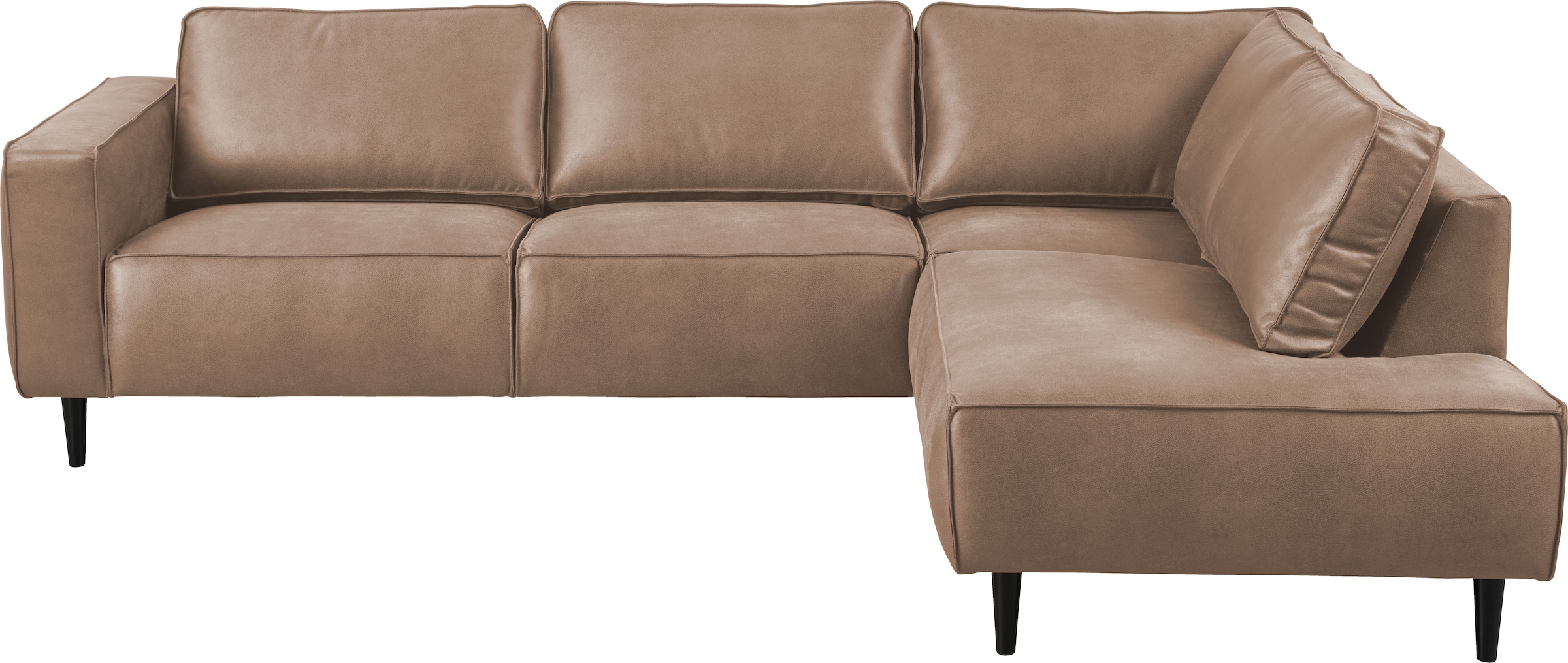 Places of Style Ecksofa »Fumone, Lederoptik oder Soft-Touch Chenille«, Breite 260, mit schwarzen Massivholzfüßen