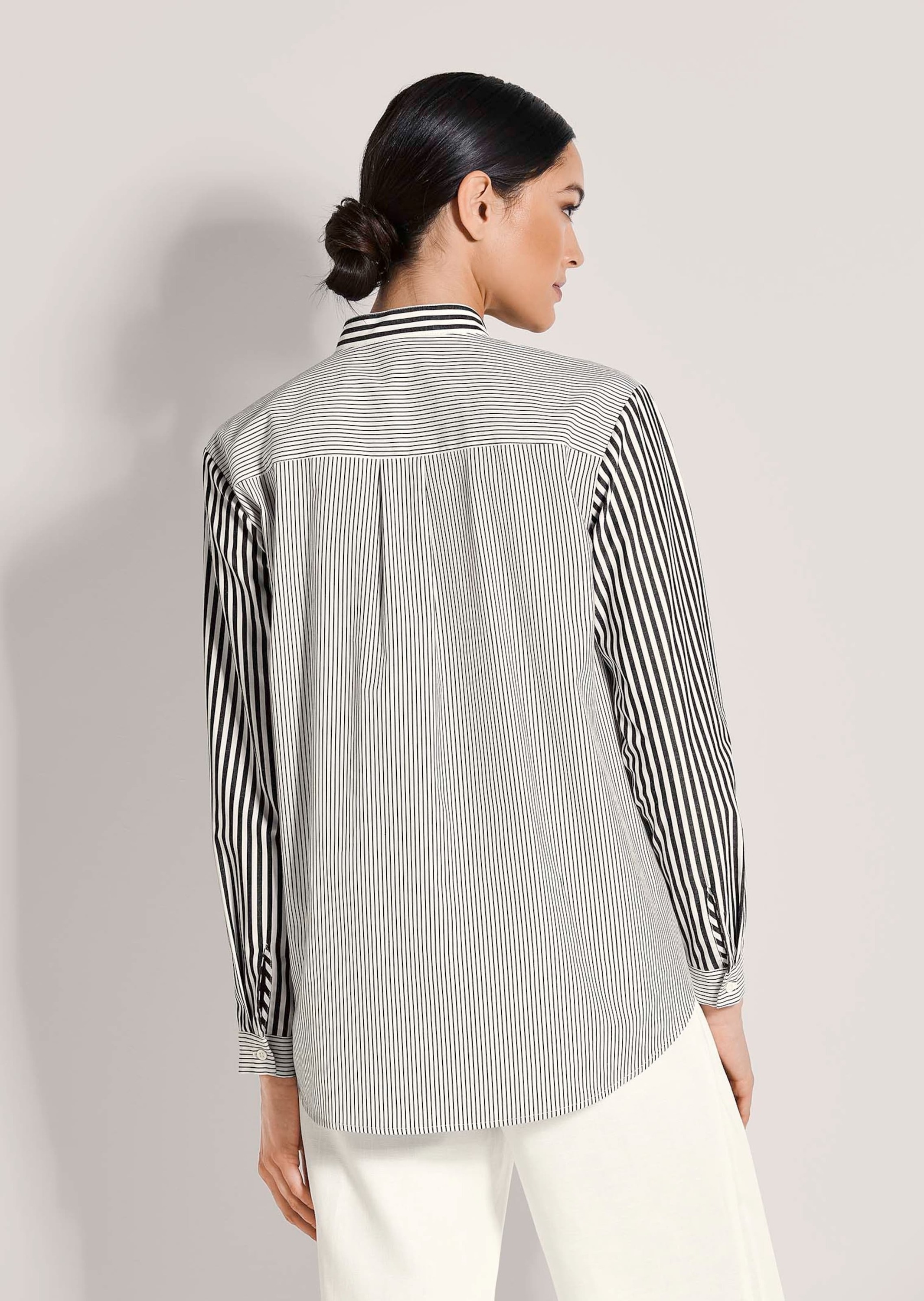 MADELEINE Langarmbluse »Streifenbluse Blusenshirt mit Knopfdetails« Bluse mit seitlicher Naht und fake Knöpfen