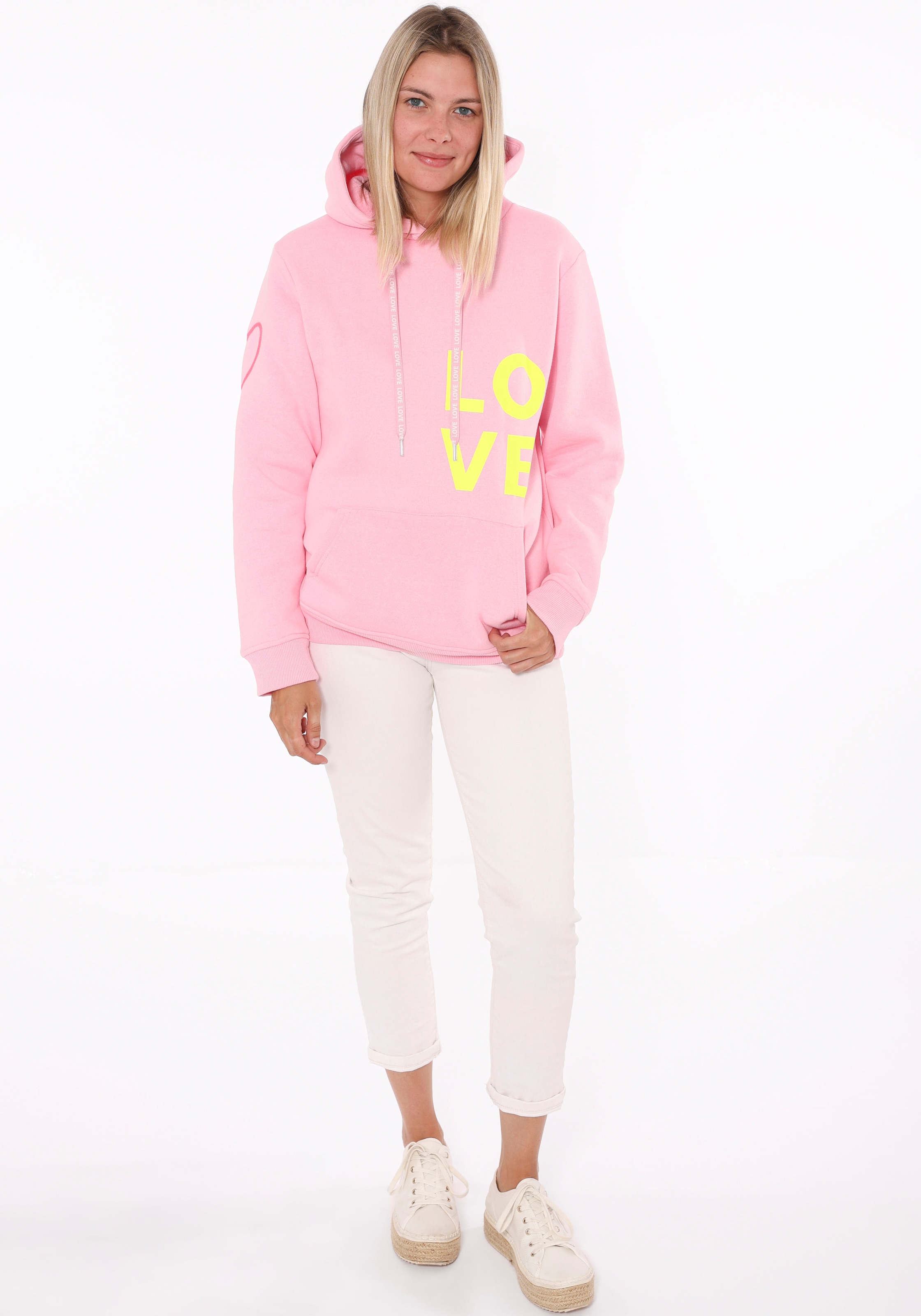 Zwillingsherz Kapuzensweatshirt, Print, Kapuze, Langarm, Kängurutasche, Kor günstig online kaufen