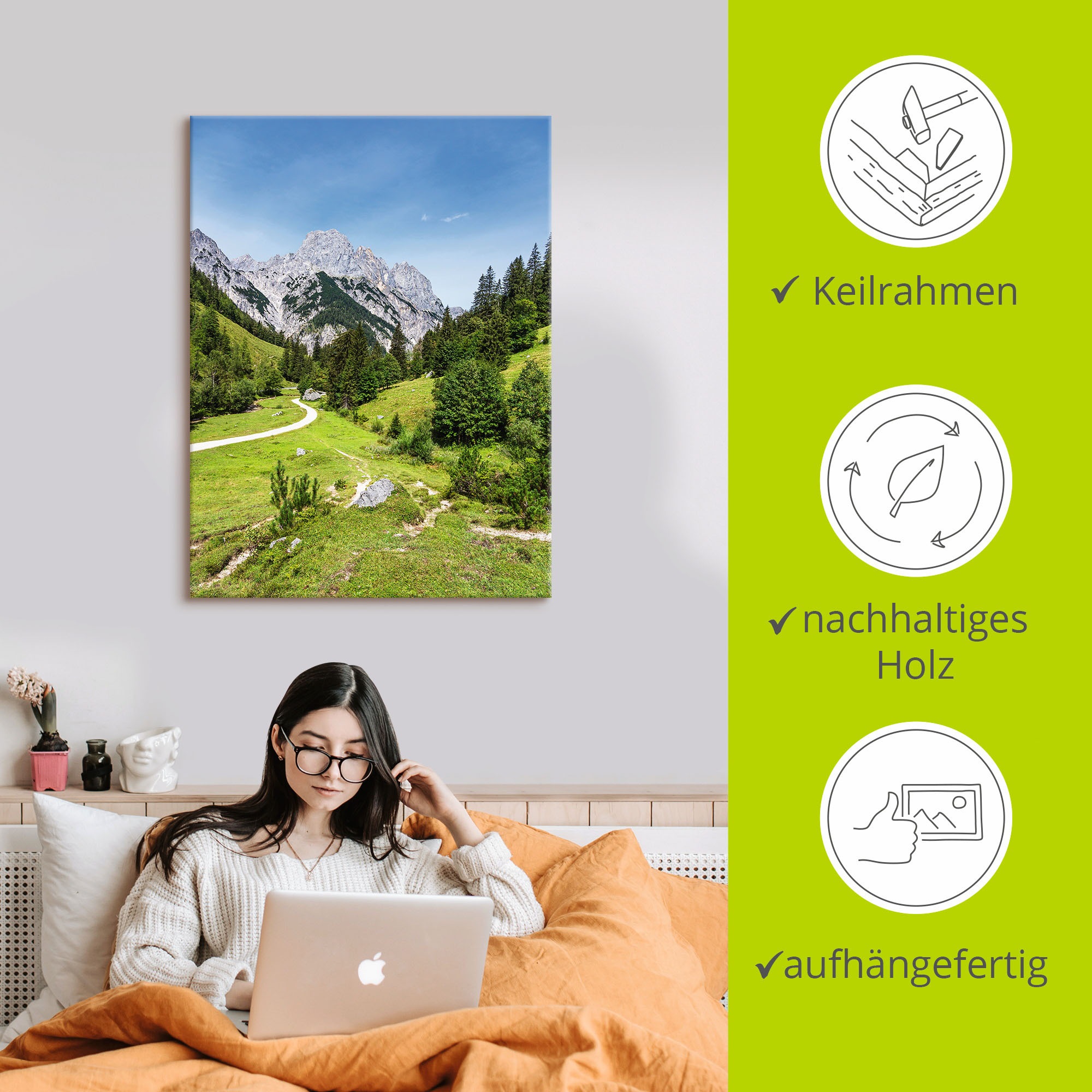 Artland Wandbild »Bindalm im Berchtesgadener als versch. Wandaufkleber & Größen St.), Alubild, Berge oder (1 Bayern«, BAUR in Leinwandbild, kaufen Land Alpenbilder, | Poster