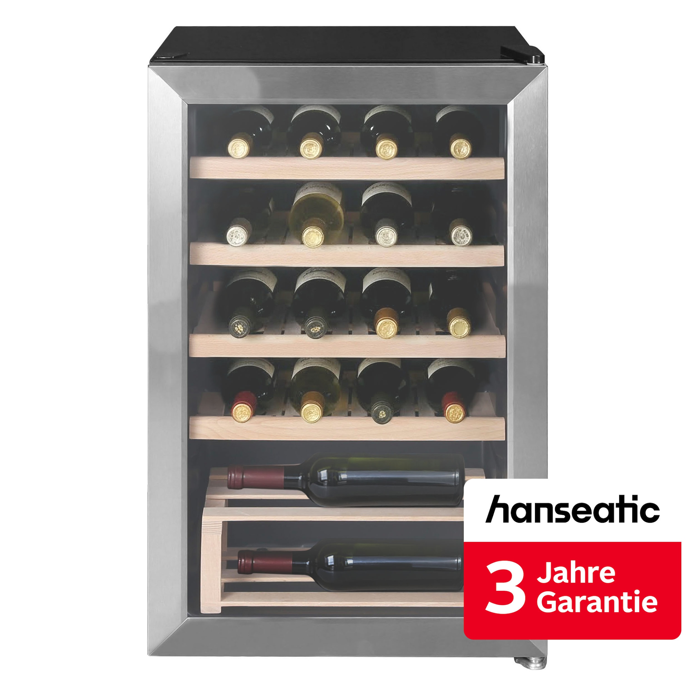 Hanseatic Weinkühlschrank "HWC20FCBH-2," für 20 Stk. Standardflaschen á 075l inkl. 3 Jahre Herstellergarantie