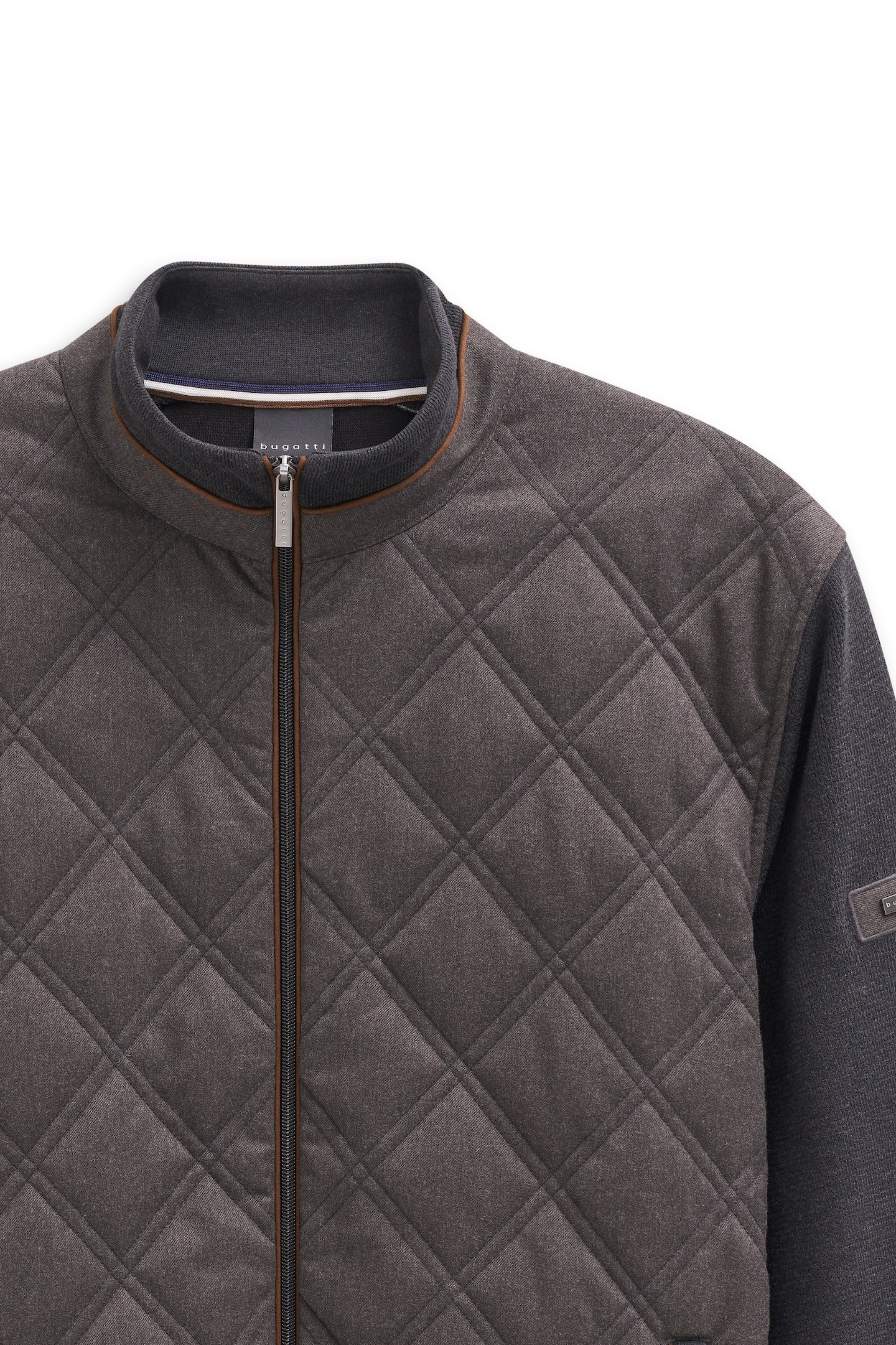 bugatti Sweatjacke »Regular Fit«, mit Rautensteppung und Stehkragen