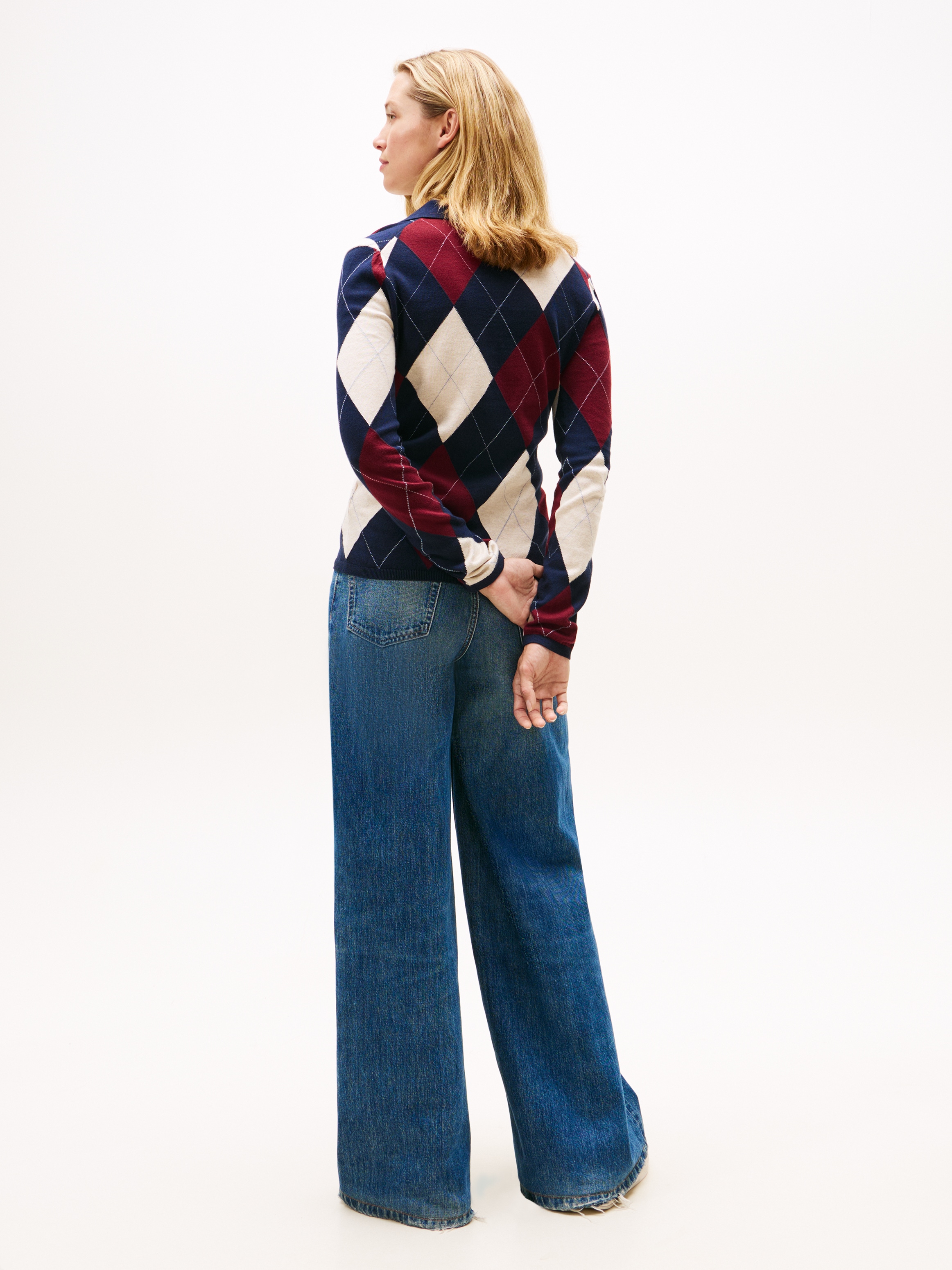 Tommy Hilfiger Strickpullover »CO ARGYLE POLO-NK SWEATER«