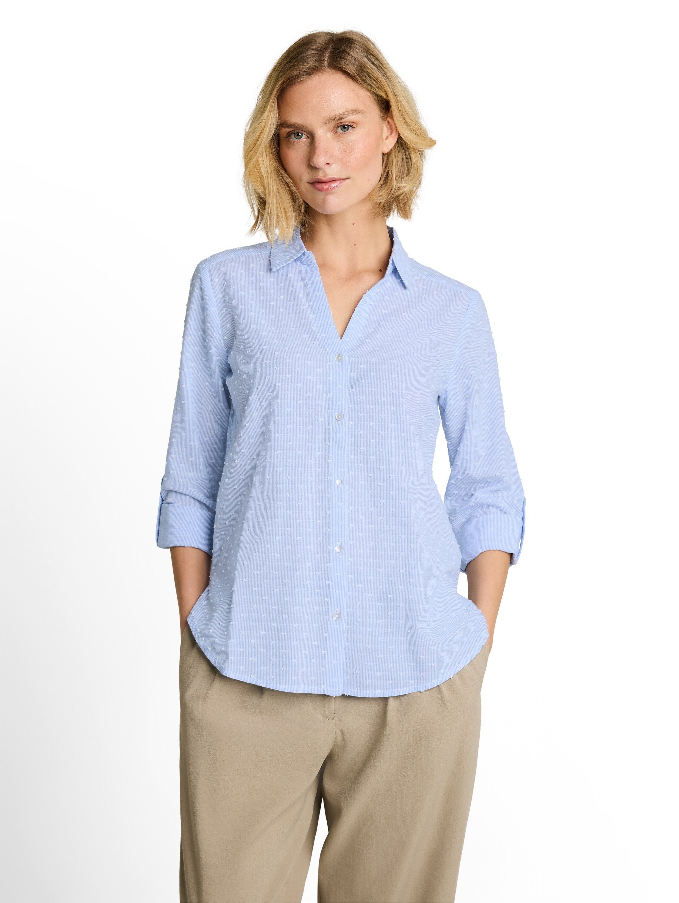TOM TAILOR Klassische Bluse Sommerbluse im Streifen-Look/mit Turn-Up-Ärmeln