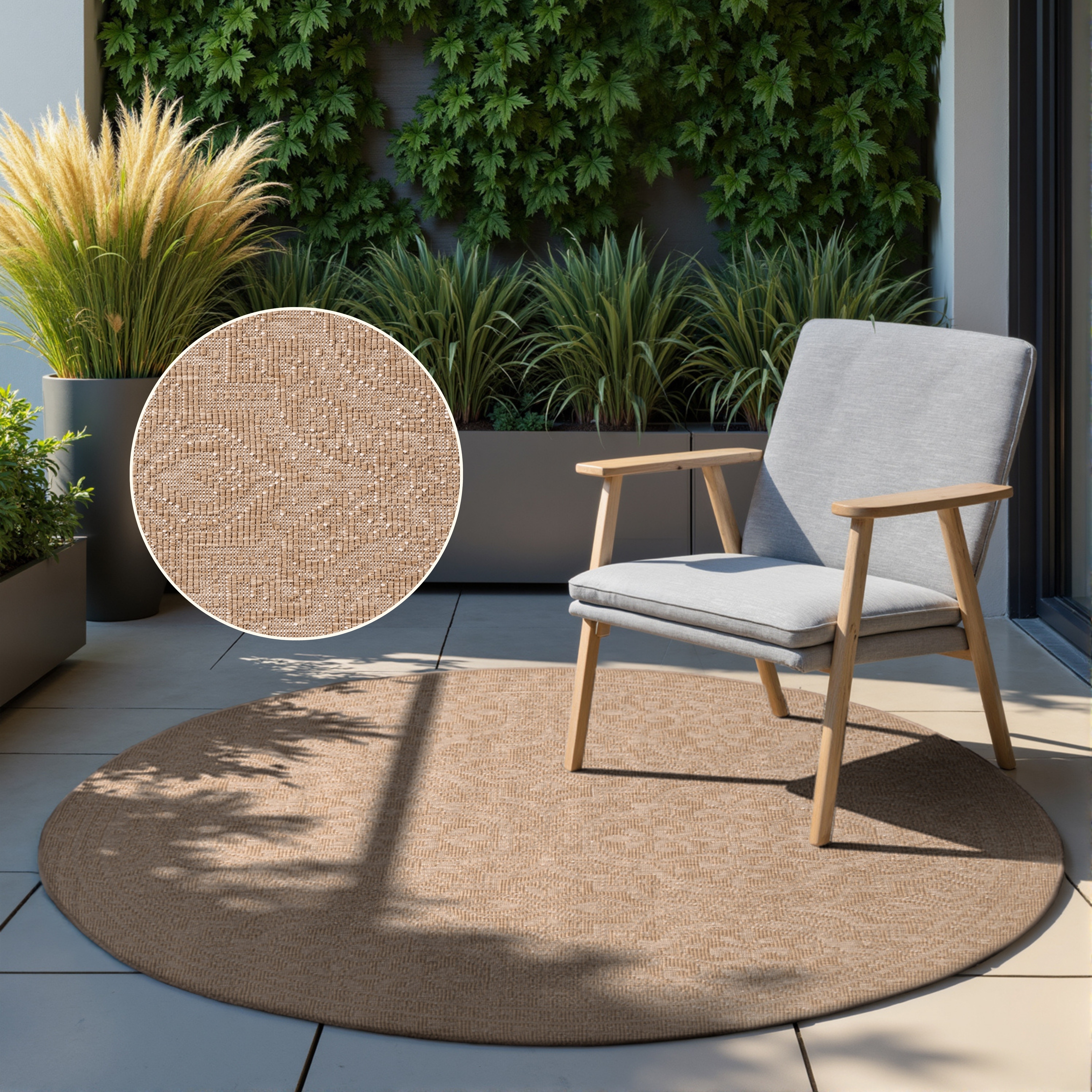 HANSE Home Outdoorteppich "Rosel Wendetppich" rund 5 mm Höhe In und Outdoor, Flachgewebe, wetterfest, pflegeleicht, robust
