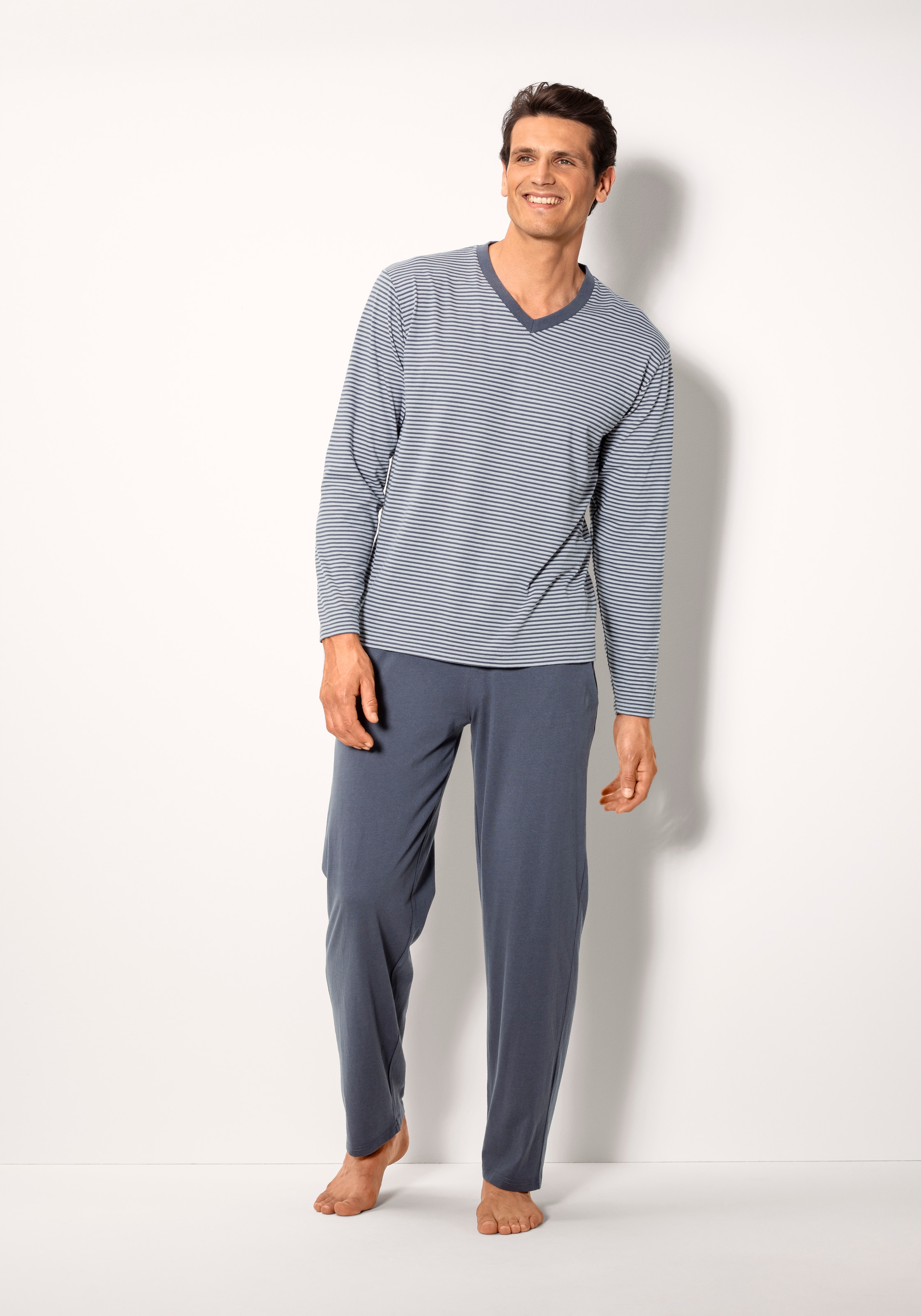 le jogger® Pyjama, online 2 | 4 BAUR tlg., kaufen mit Streifen garngefärbten Stück), (Packung