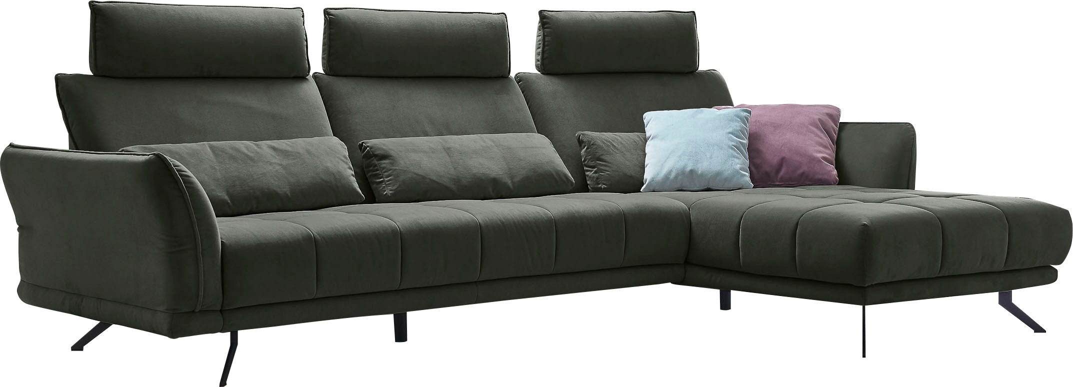 Die PlanBar Ecksofa "MP-IN20041 L-Form" optional Sitztiefenverstellung und Kopfstützen