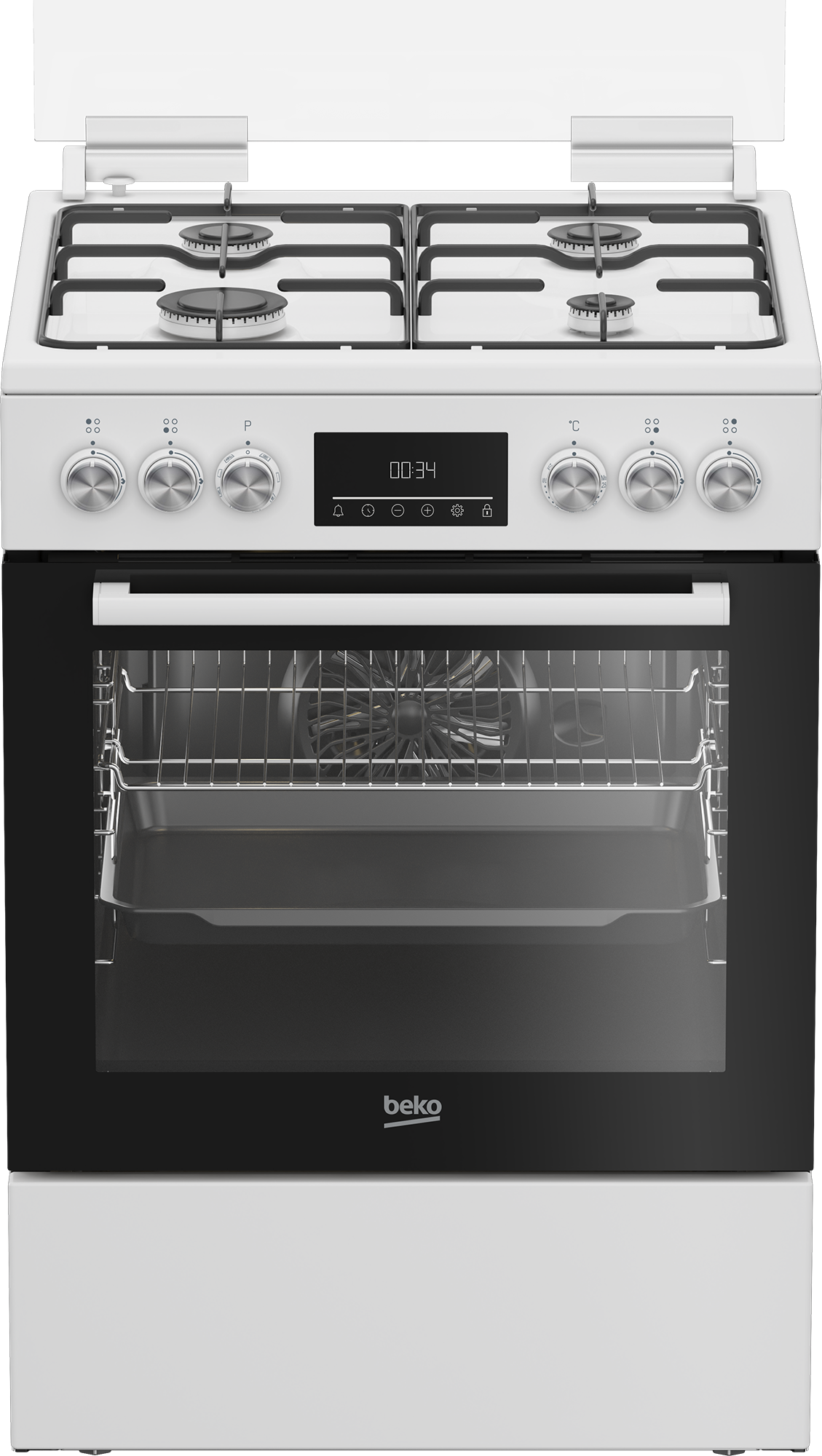 BEKO Gas-Standherd "FBM62320WDSL", weiß, Herdsets, Multifunktionsdisplay – Übersichtliche Information auf einen Blick