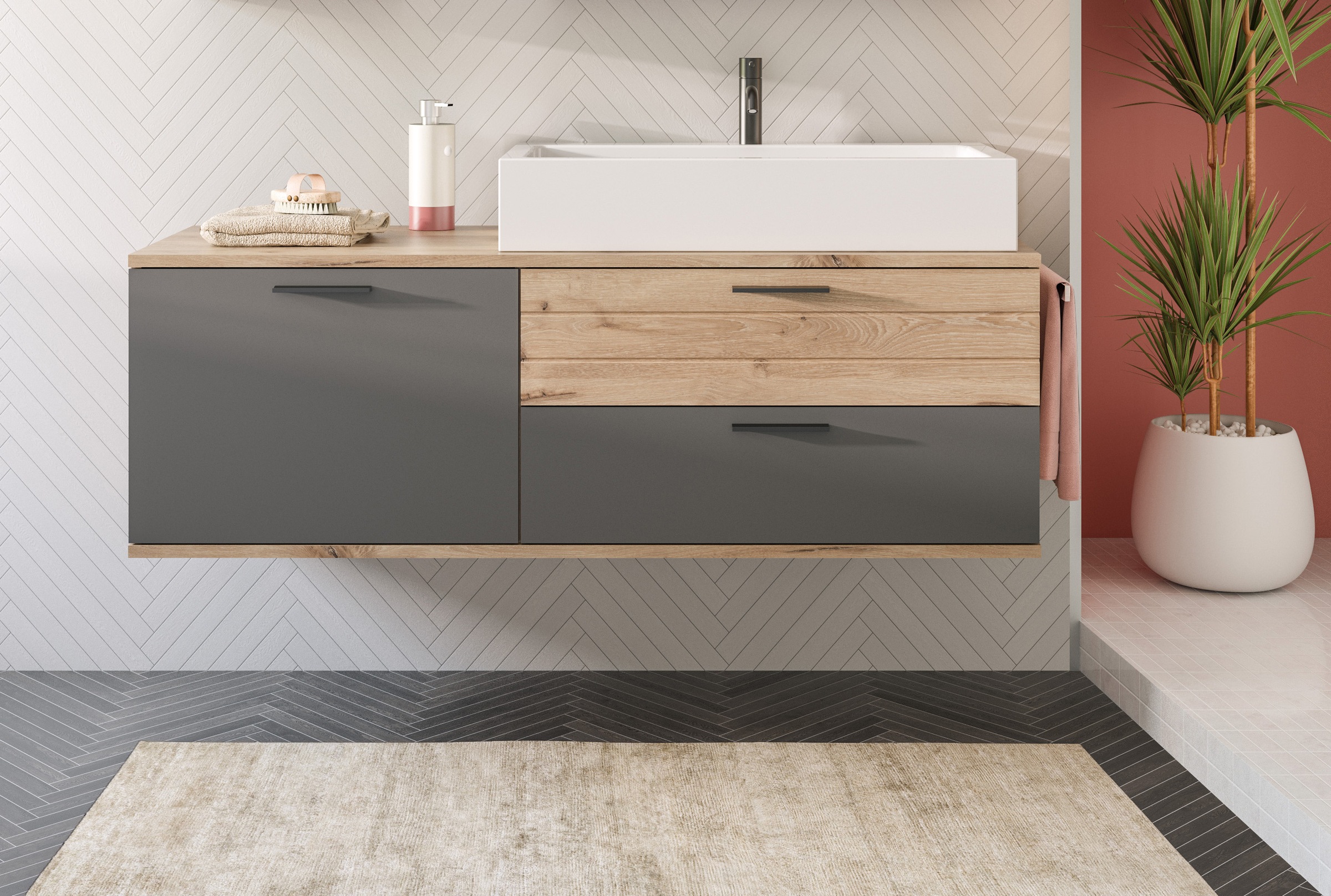 INOSIGN Waschtisch-Set "Riga, Breite 140 cm, inkl. Aufsatzwaschbecken, 2 Sc günstig online kaufen