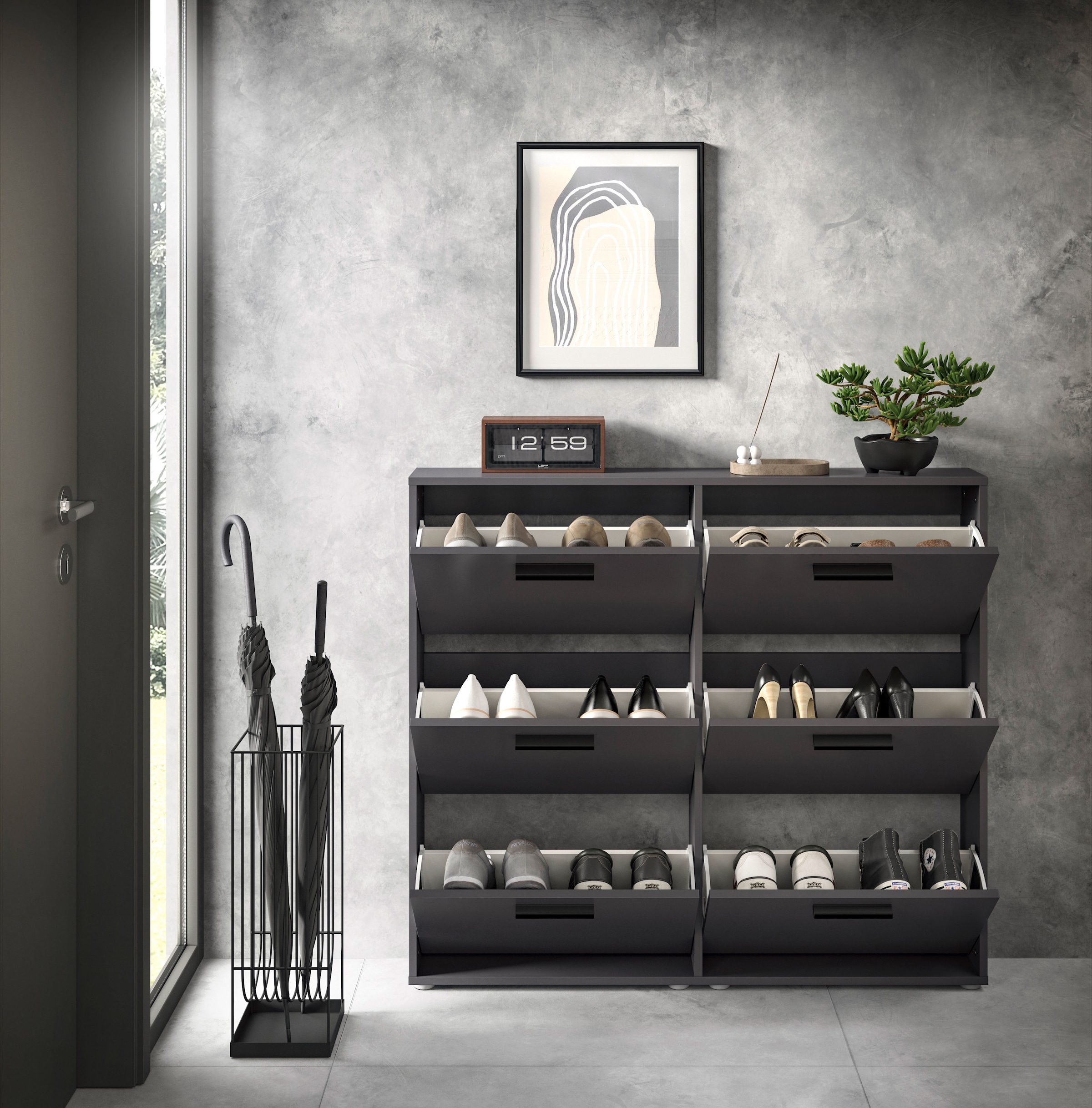 HBZ Schuhkipper »Sam Schuhkipper, Schuhschrank BxHxT 116x103x17 cm«, (1 St.), mit 6 Klappen