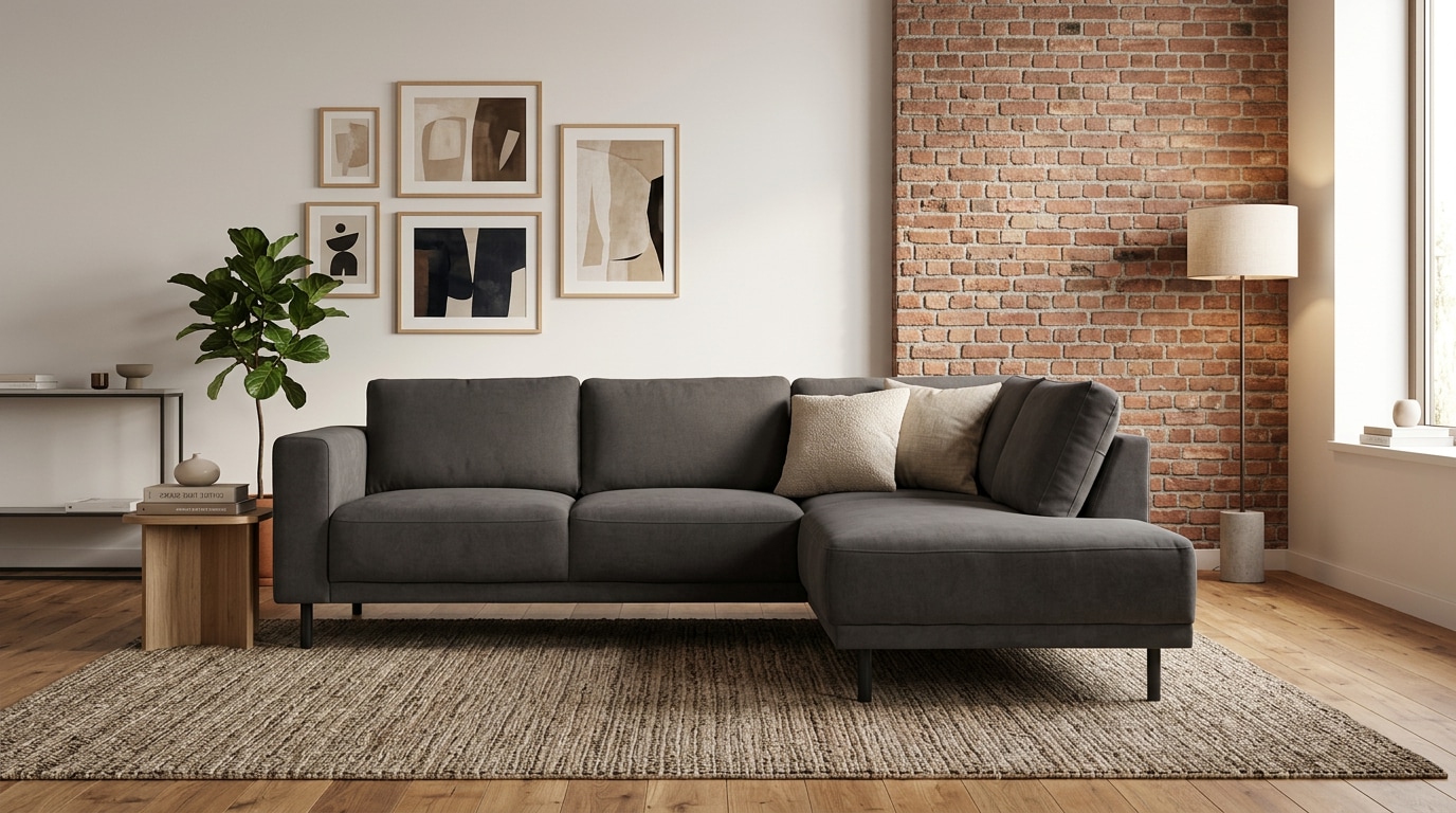 OTTO home Ecksofa »Sveeva, L-Form, B.240 cm, schwarze Metallfüße« langlebiger Strukturstoff, mit Wellenunterfederung, viele Farben
