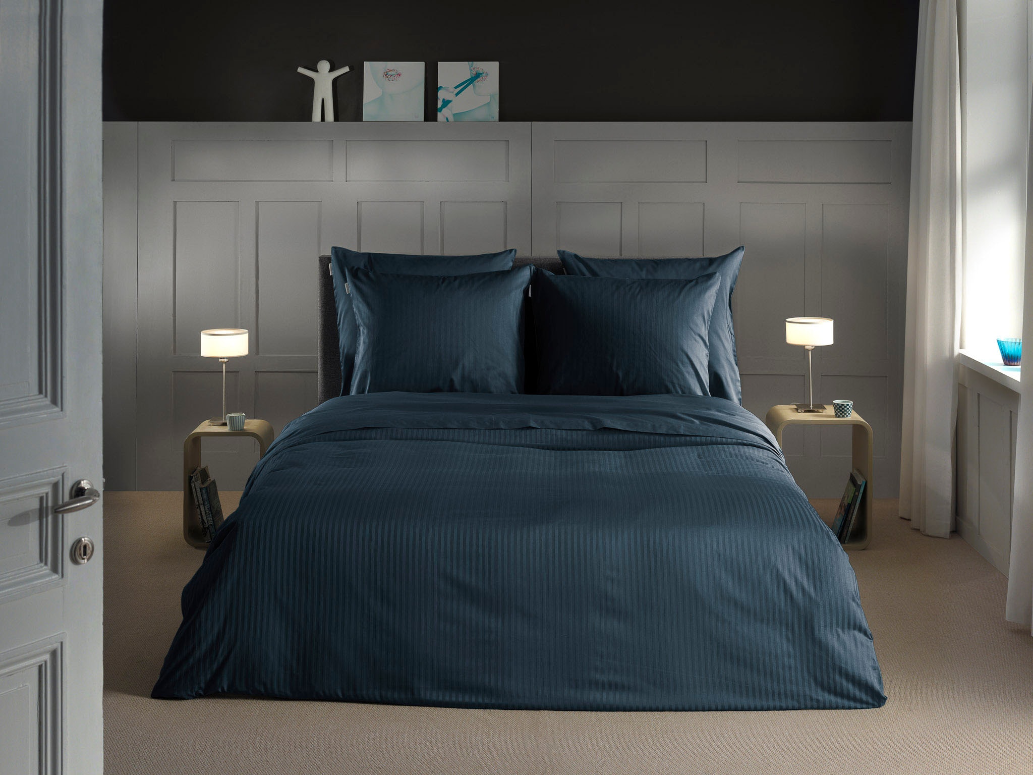 Heckett & Lane Bettwäsche "Banda" 2 Stk. hochwertiges Mako-Satin, Streifen günstig online kaufen