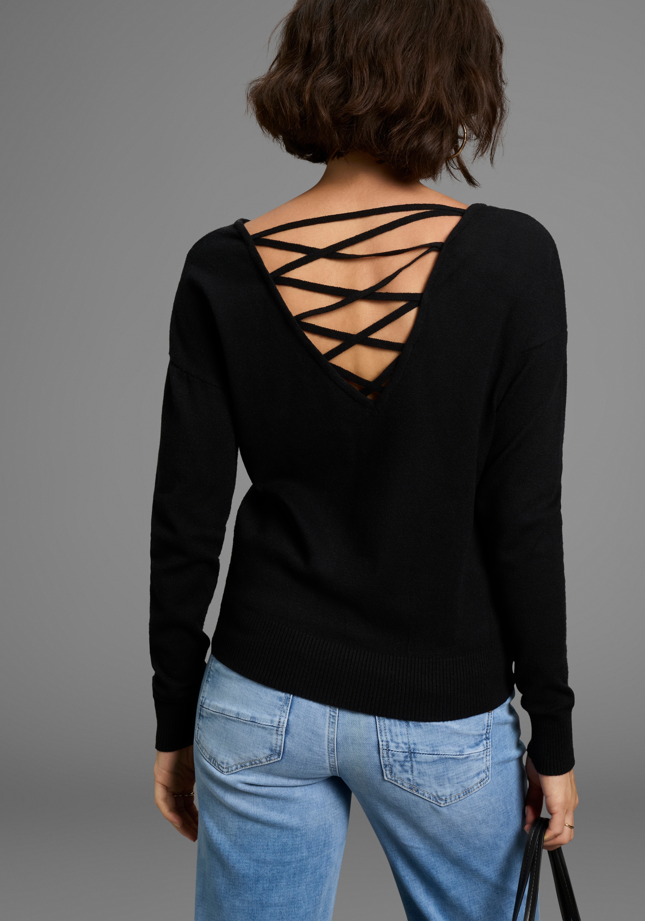 Laura Scott Strickpullover, mit Rückenschnürung - NEUE KOLLEKTION günstig online kaufen