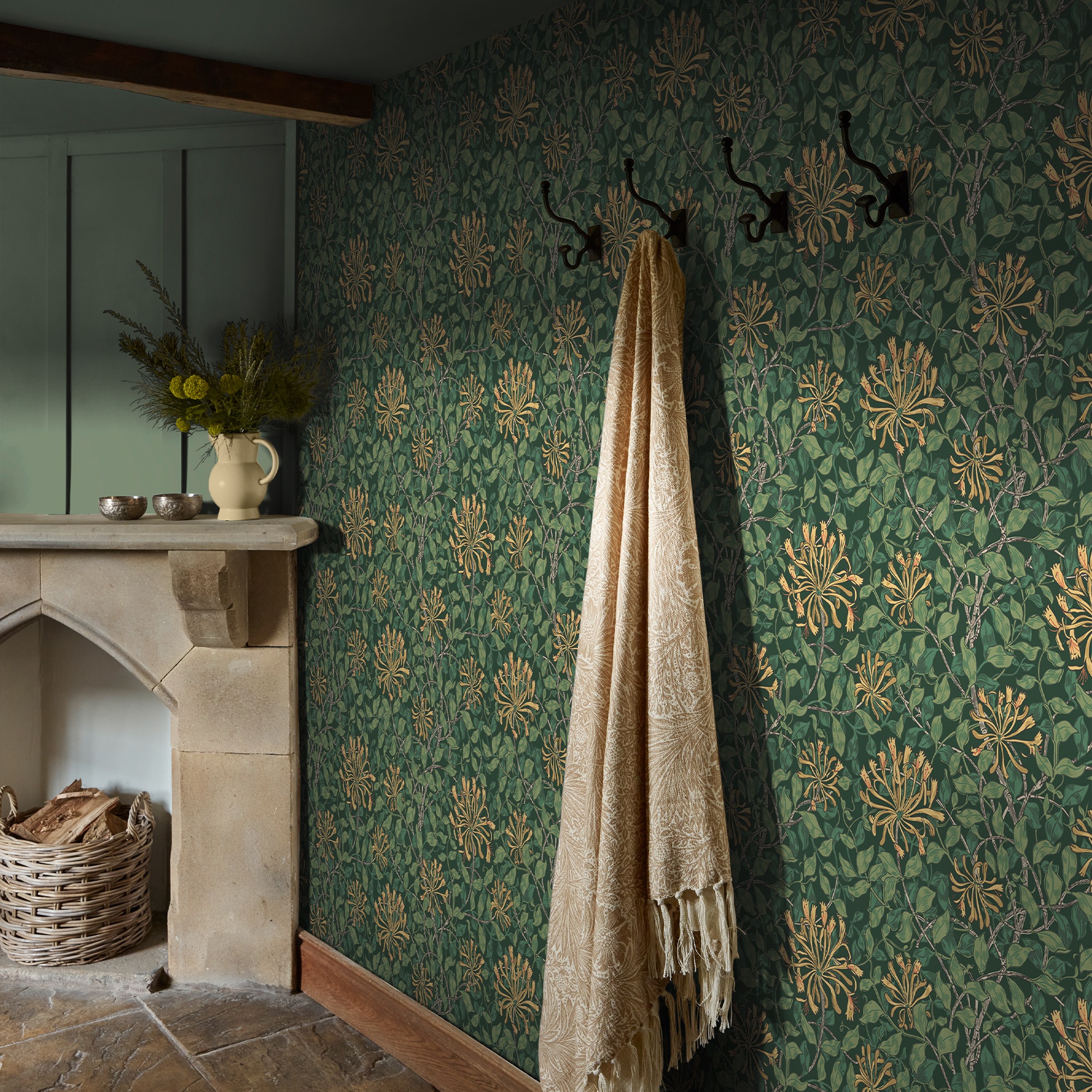 WILLIAM MORRIS AT HOME Vliestapete "Honeysuckle Verde" Motiv glatt Design Tapeten