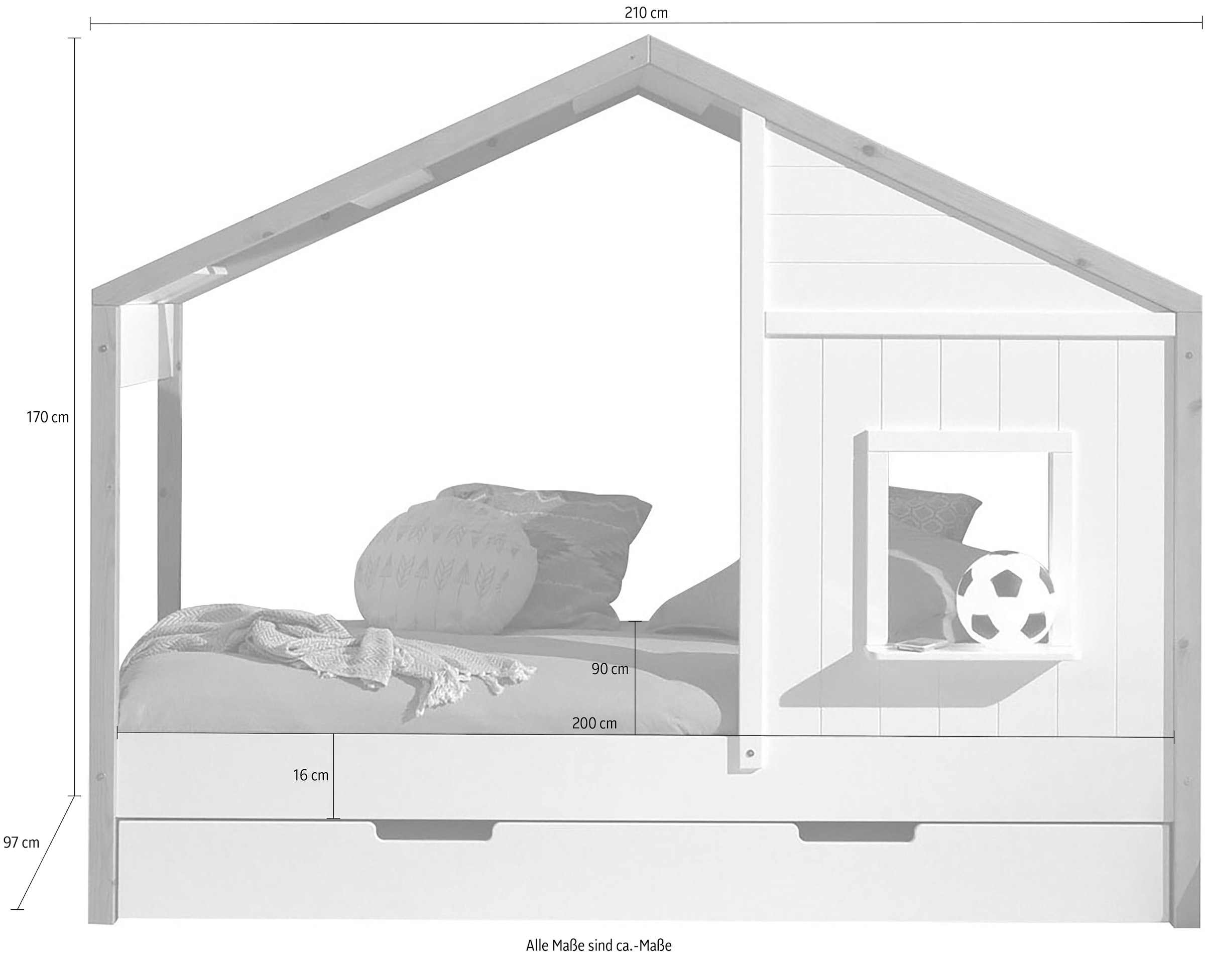 Vipack Kinderbett »Babs«, Hausbett mit Lattenrost, wahlweise Bettschublade