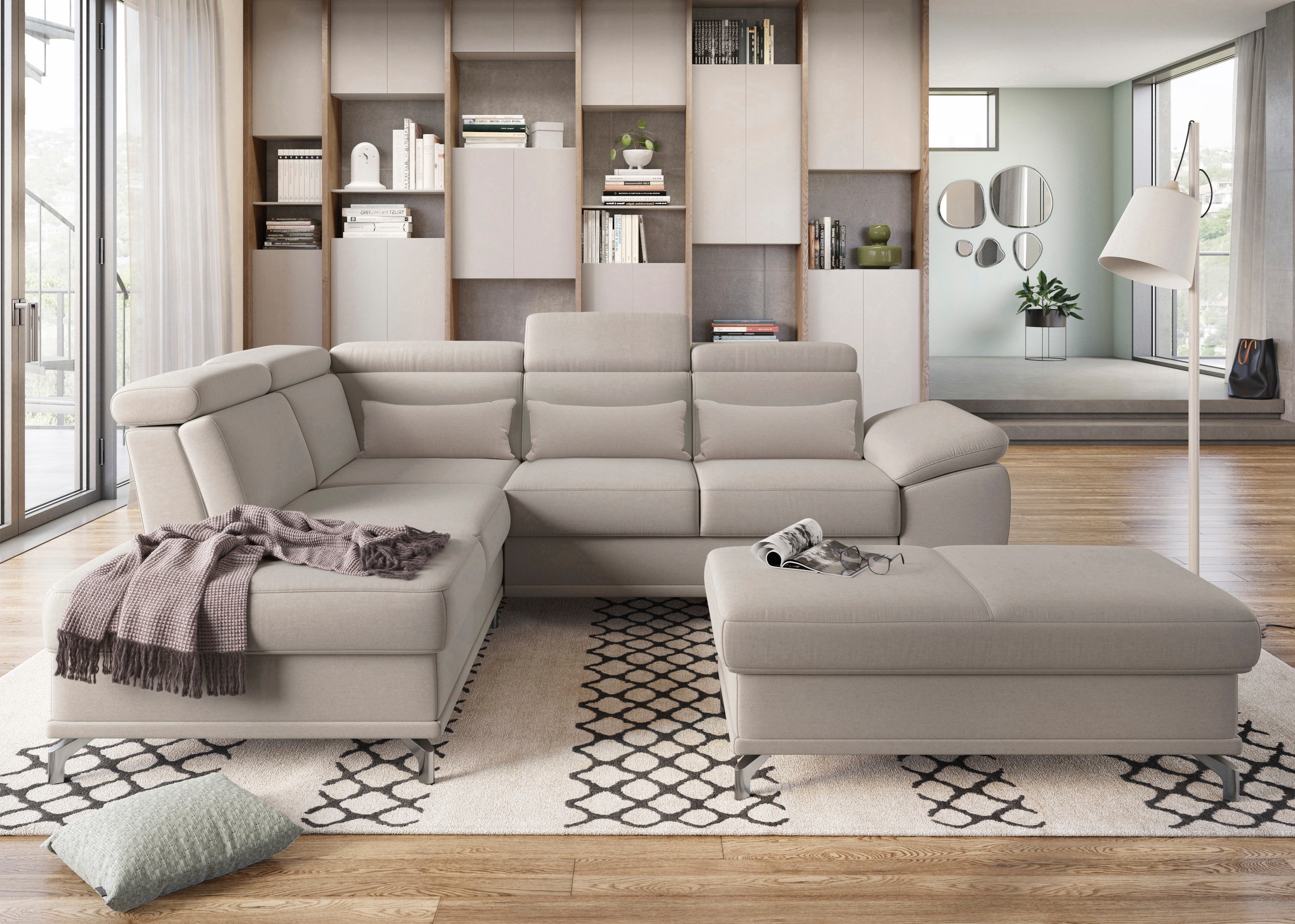 SIT & MORE Cabrio L-Shape Corner Sofa with Sleep Function & Storage 10