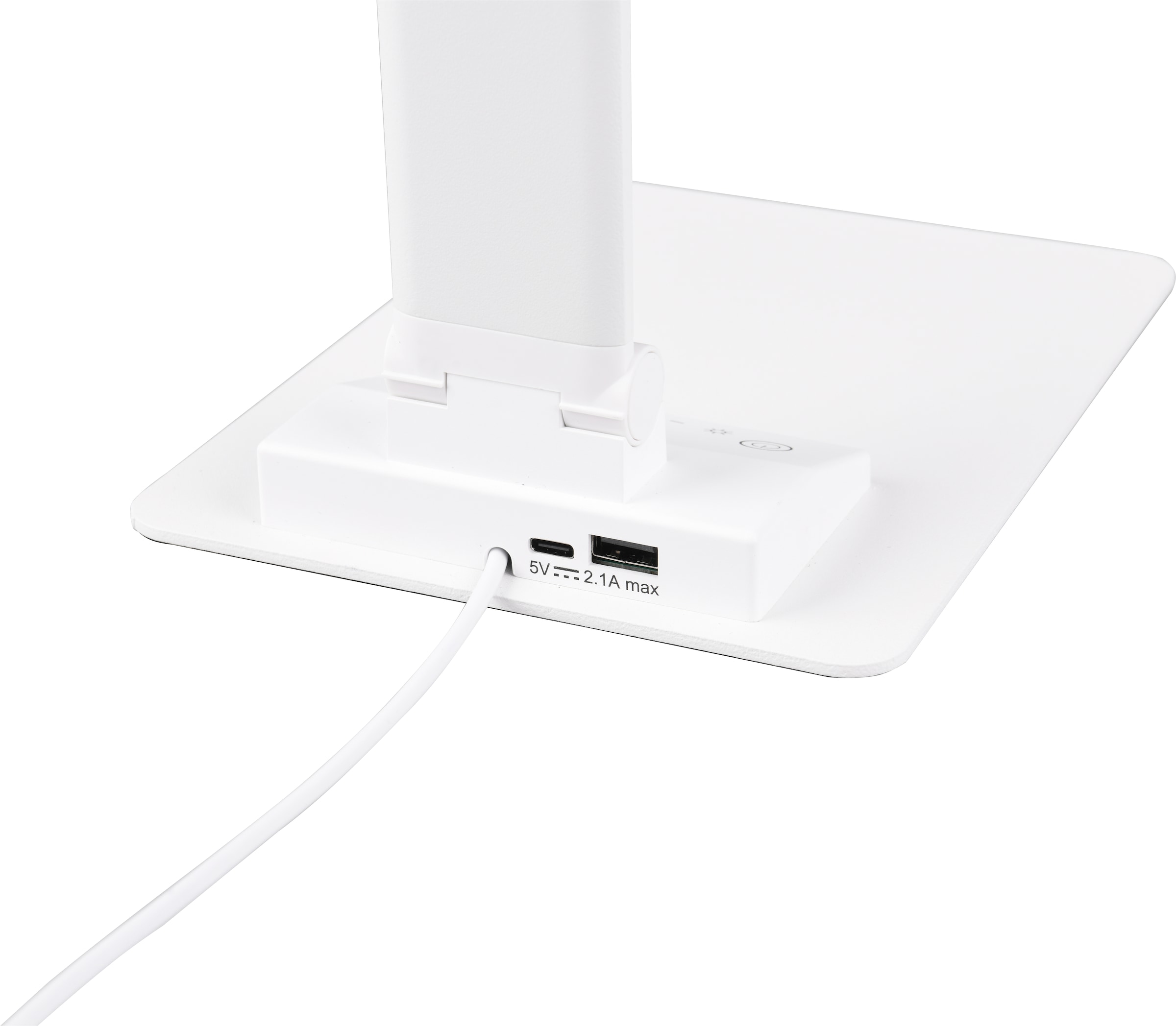 TRIO Leuchten LED Schreibtischlampe »TRAVIS, LED Leselampe 6,5W 650 Lumen CCT Lichtfarbe 3000/5000/6500K« LED-Board 1 Stk. Farbwechsler mit USB-A und USB-C Ladeanschluss, kippbar dimmbar Höhe max 72cm