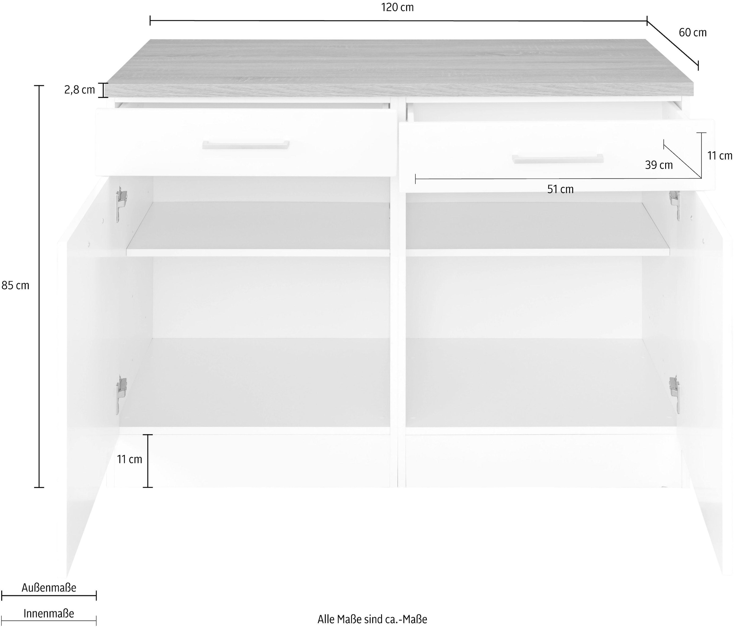 HELD MÖBEL Unterschrank Breite »Visby«, BAUR | 120 cm