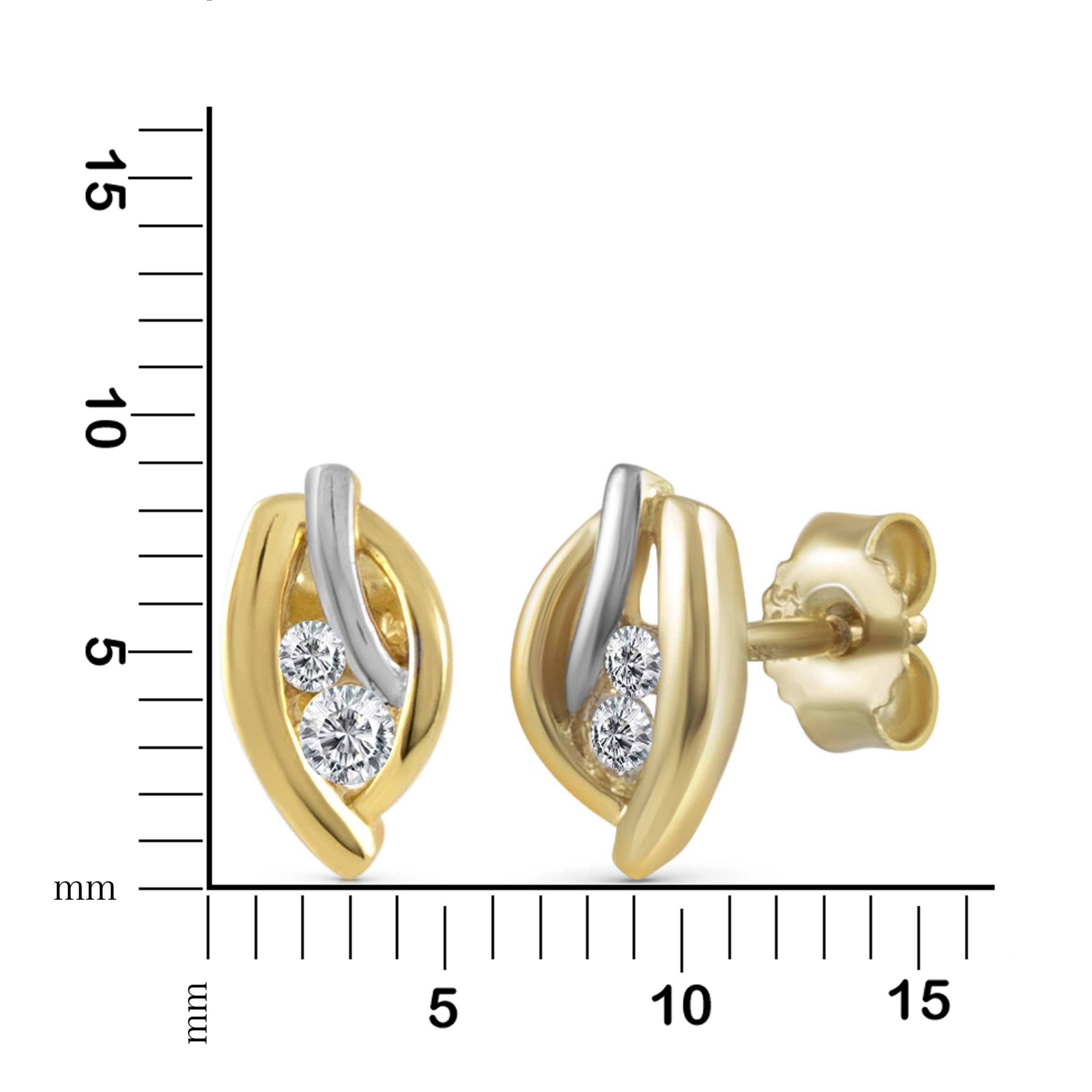 Vivance Paar Ohrstecker »333 Gold zweifarbig Zirkonia weiß«