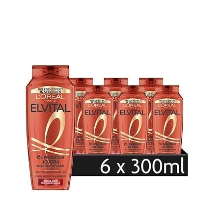 L'ORÉAL PARIS Haarshampoo »L'Oréal Paris Elvital Öl Magique Jojoba Shampoo«, (Packung, 6 tlg.), Für sehr trockenes Haar, kraftvolle Formel mit Jojoba-Öl.
