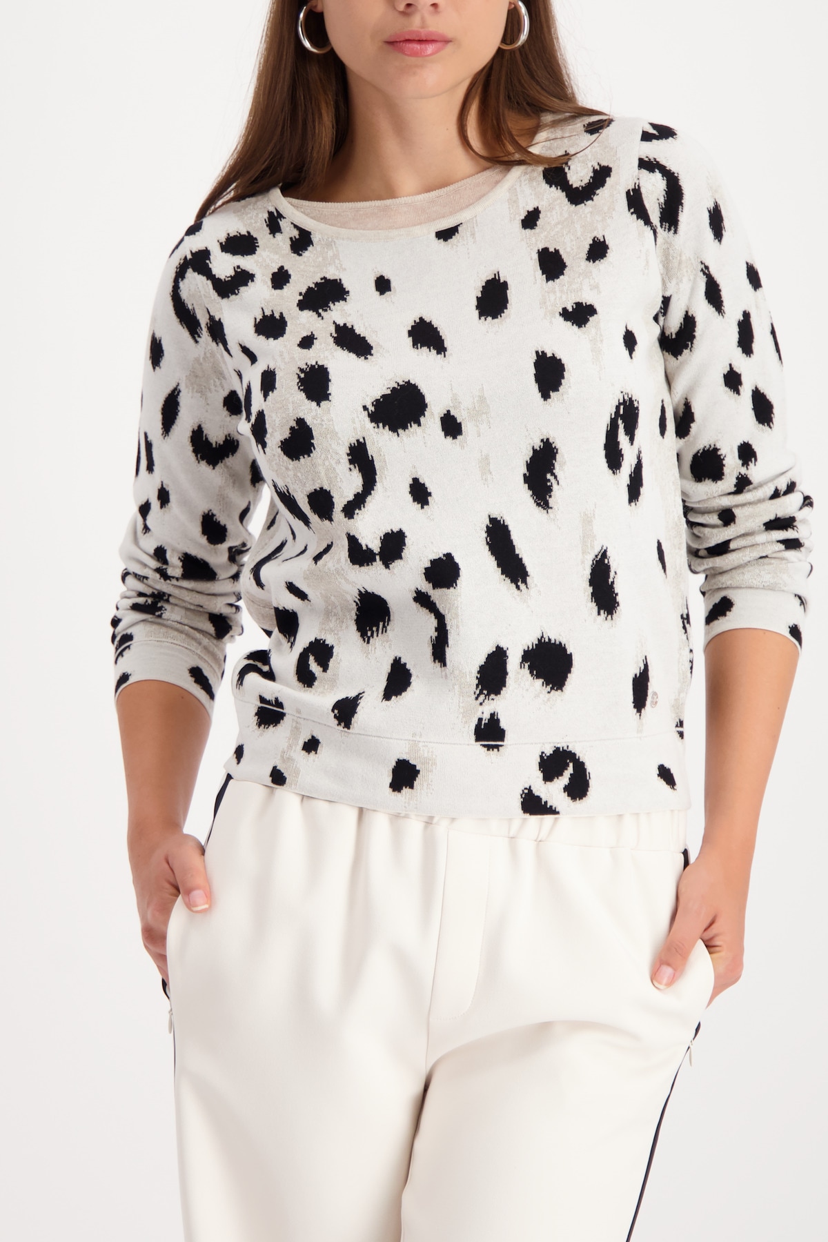 Monari Rundhalspullover "Pullover Leo Jacquard" günstig online kaufen