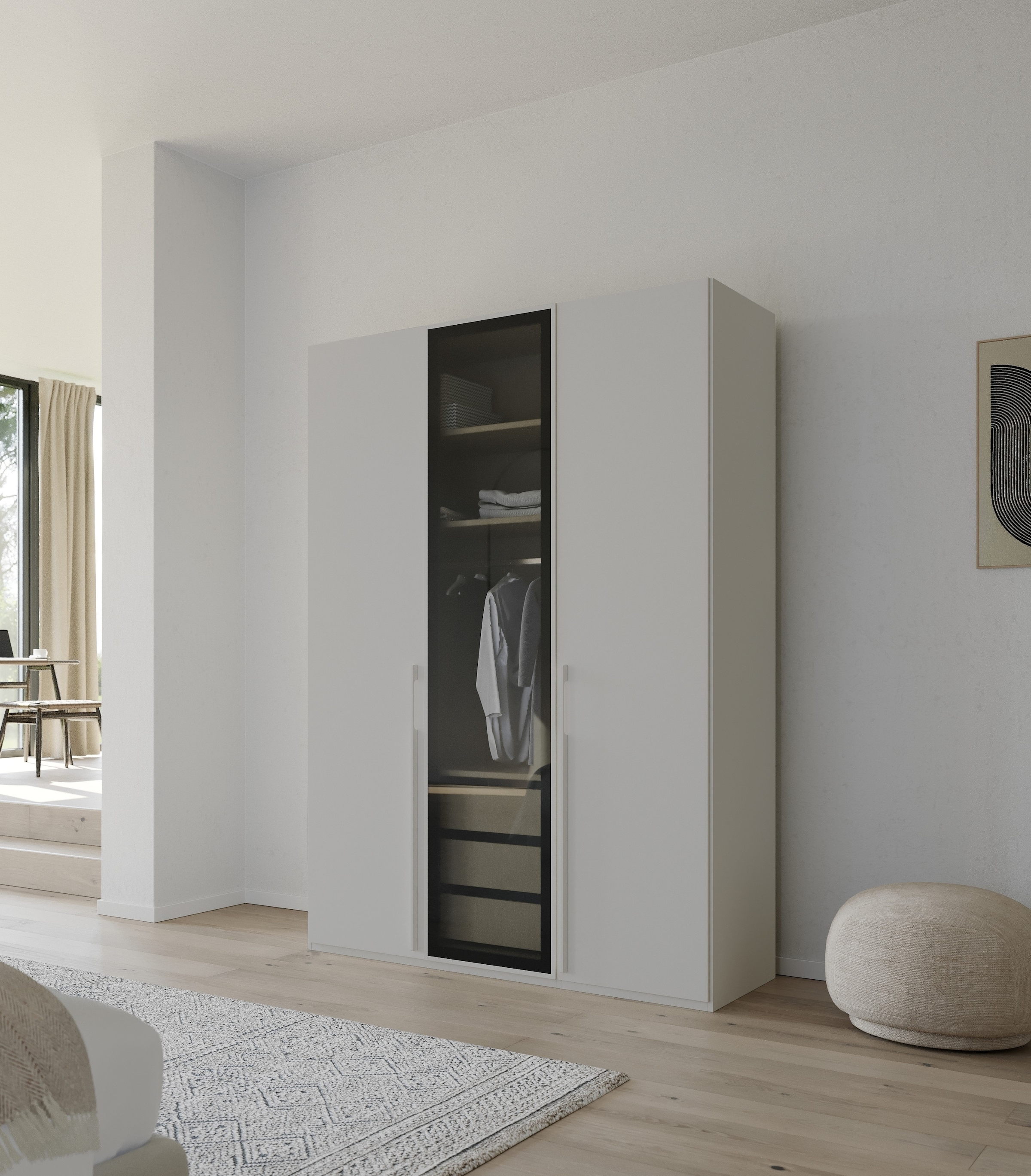 rauch Drehtürenschrank »Kleiderschrank Schrank Garderobe SKAT SHINE mit hochwertigem,«, transparentem Grauglas inkl. umfangreichem Zubehör MADE IN GERMANY