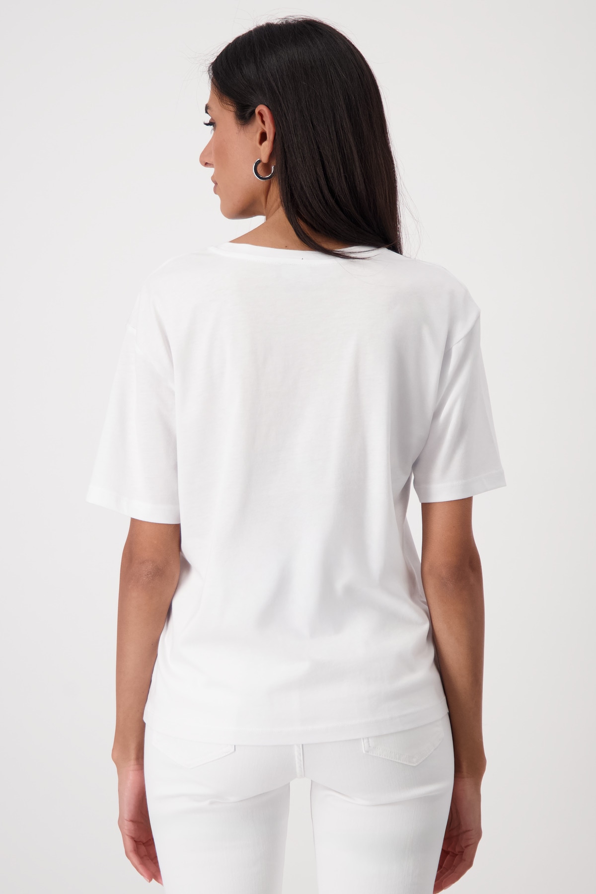 Monari T-Shirt »Shirt Blumen plaziert«, Mit Rundhalsausschnitt