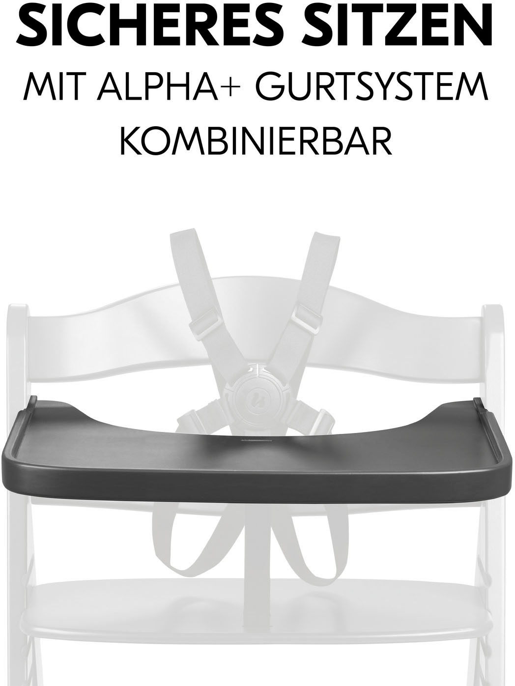Hauck Hochstuhltablett »Alpha Wooden Tray Essbrett, Dark Grey«, FSC® - schützt Wald - weltweit