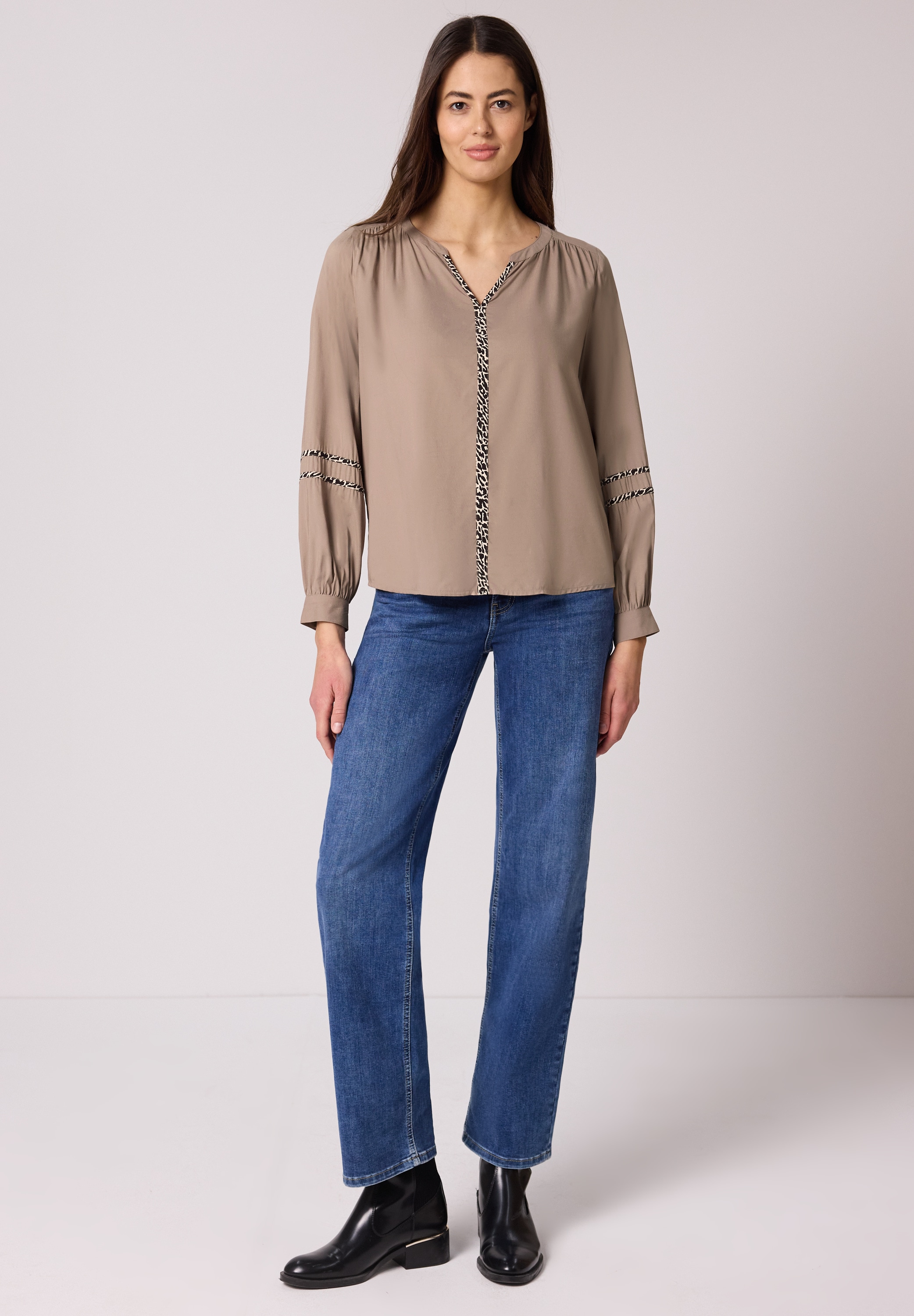 STREET ONE Langarmbluse mit Tape Detail am Ärmel