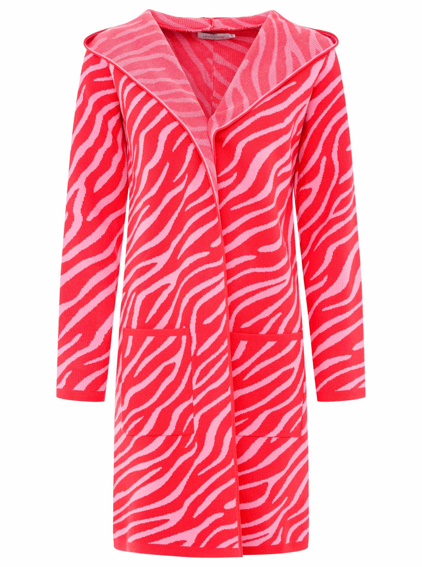 Thumbnail - Zwillingsherz Strickjacke ""Zebra"" Animal-Muster, Kapuze, Langarm, Kontrast-Details