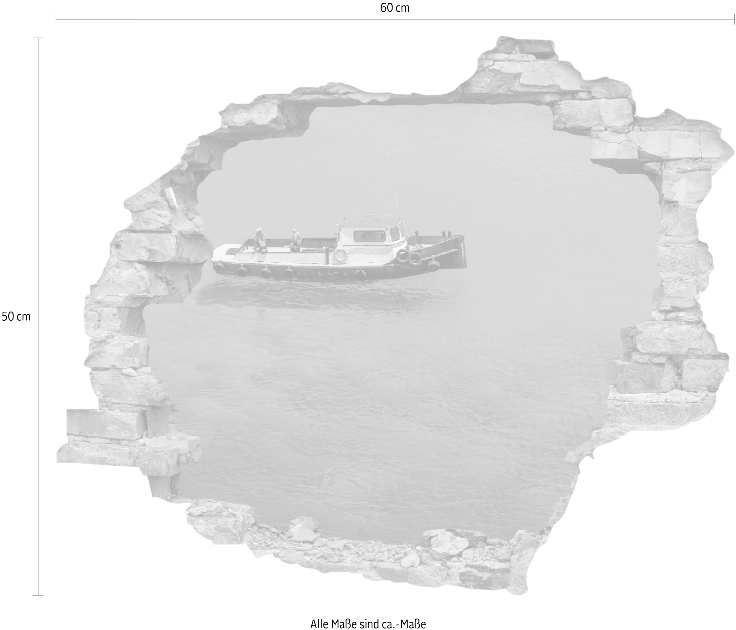 queence Wandtattoo »Boote«, (1 St.), Wandsticker, Wandbild, selbstklebend, 3D, Wanddurchbruch