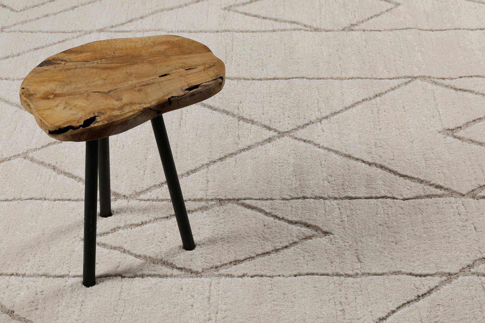 Wecon home Teppich »Pelle«, rechteckig, 18 mm Höhe, Gewebt, Hoch-Tief, pflegeleicht, Rauten Muster, Scandi, Wohnzimmer