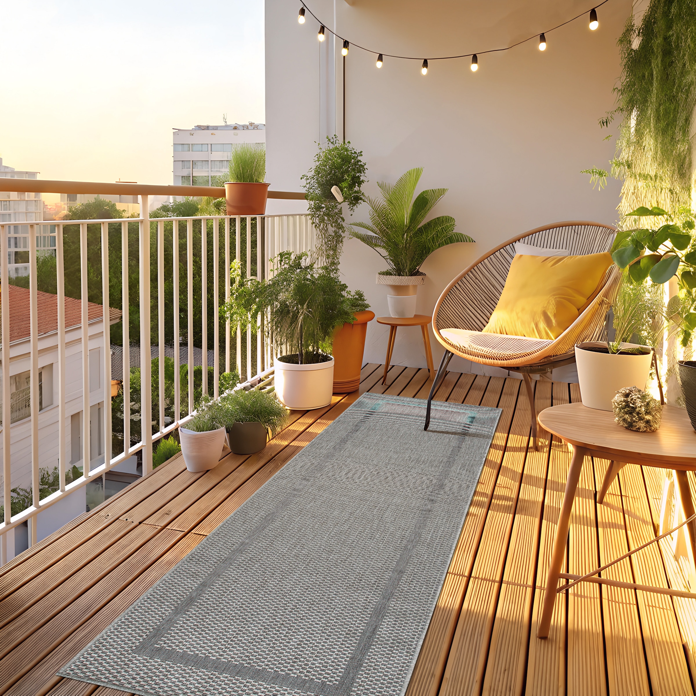 my home Teppich »Venedig Bordüre auch als Läufer erhältlich«, rechteckig, 3 mm Höhe, In- und Outdoor geeignet, Sisal-Optik, Wetterfest & UV-beständig