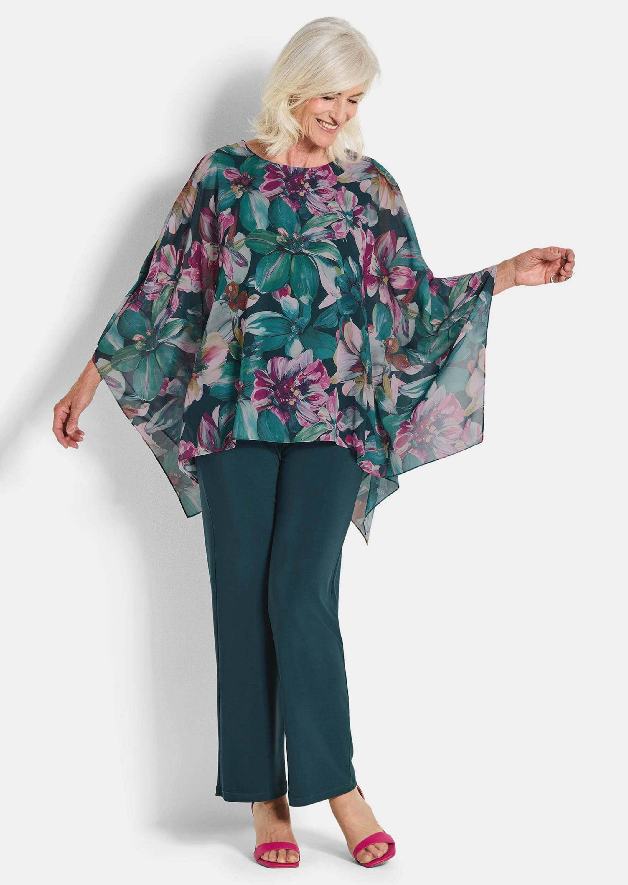 GOLDNER Tunika "Kurzgröße Blusenshirt mit Überwurf aus Chiffon" günstig online kaufen