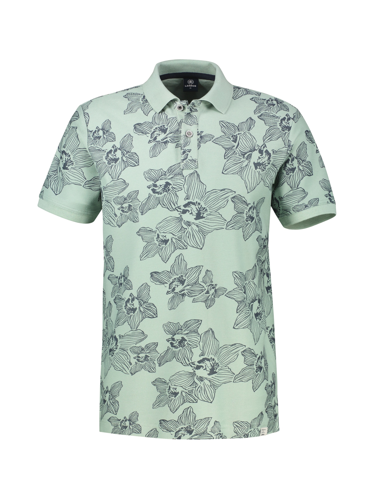 LERROS Poloshirt »Poloshirt mit floralem Allover-Print und Flachstrickkragen«