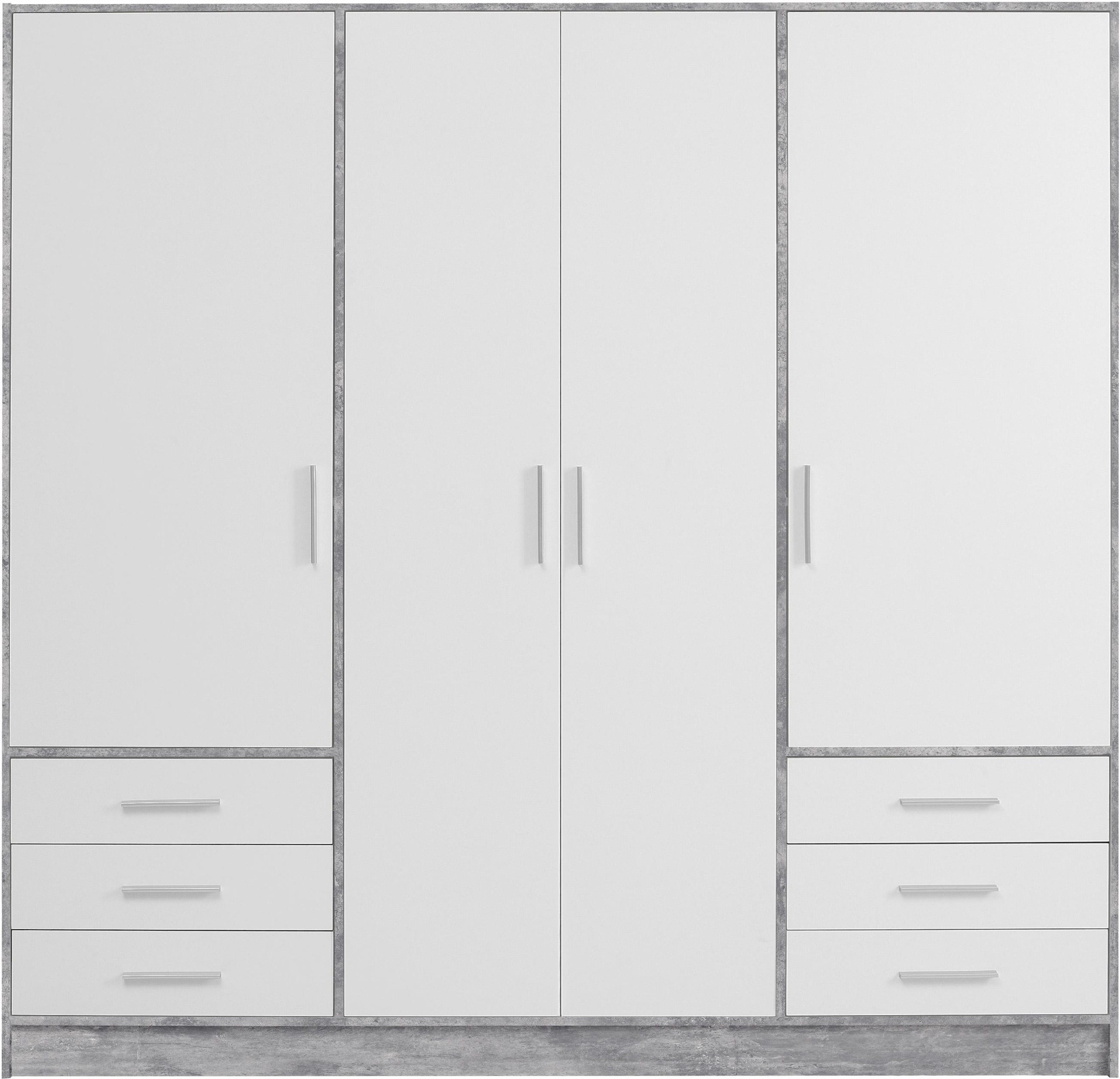 FORTE Kleiderschrank »Jupiter, Made in Europe, mit Schubladen«, (Maße (T/H): 60/200 cm), Stauraum, 2 Breiten, 4 Farben, Schubladen, variable Einlegeböden