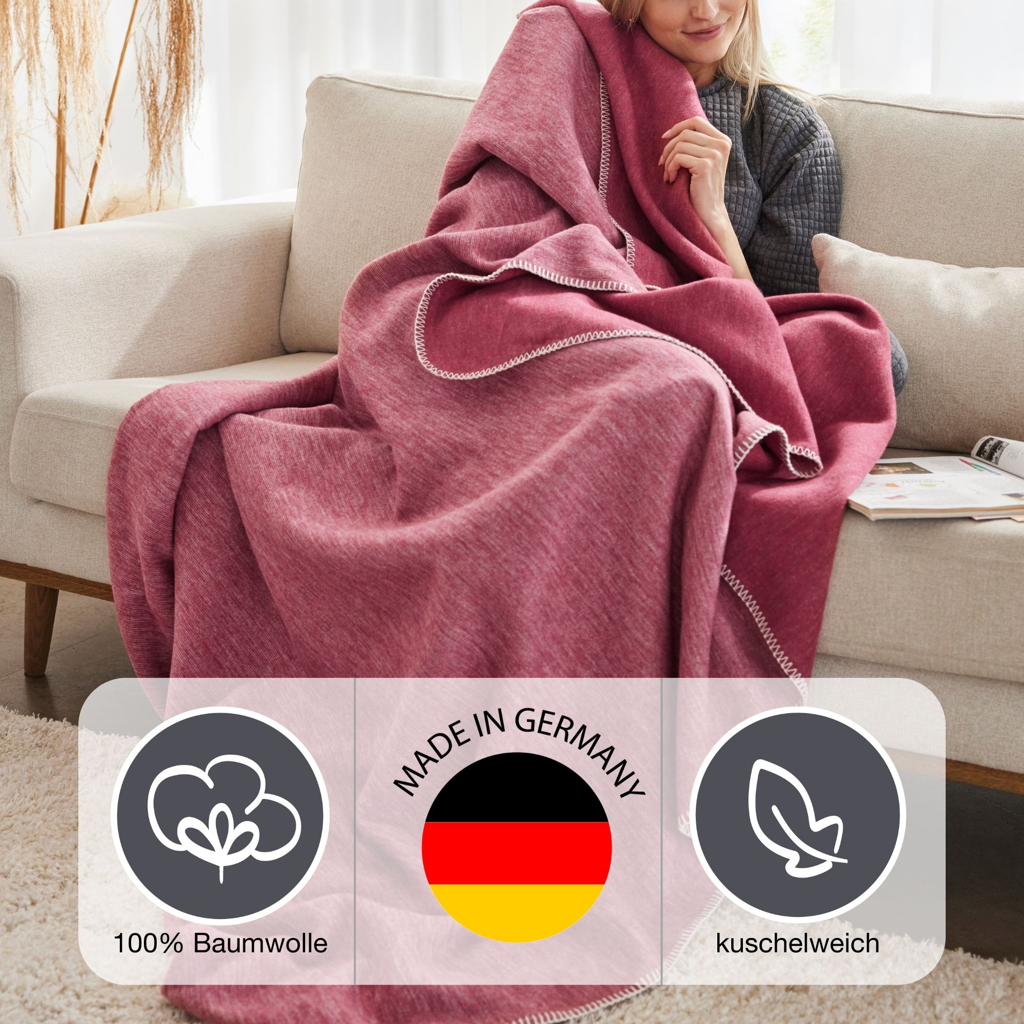 IBENA Wohndecke »Wohndecke Lausanne«, in schlichtem Melange-Look