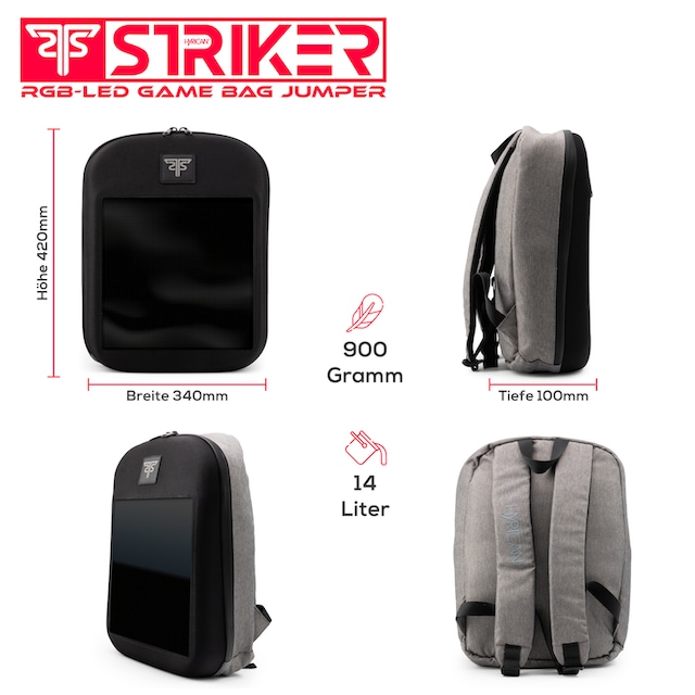 Hyrican Gaming-Laptoprucksack »Striker Game Bag JUMPER NOZ01494, mit App  gesteuerte RBG-LEDs, Für Notebooks bis 15,6 Zoll, gepolsterte  Schultergurte, besonders widerstandsfähige Hartschale« | BAUR