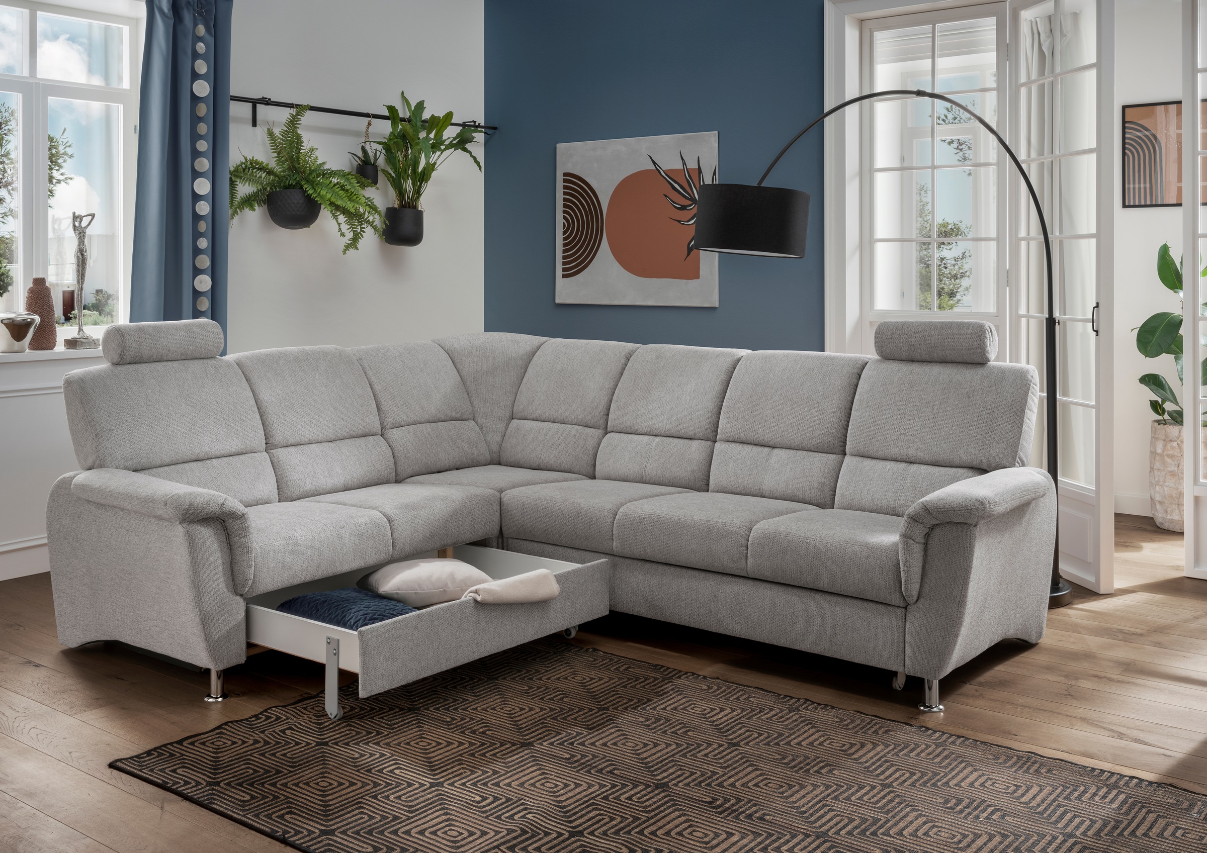 Home affaire Ecksofa "Pisa L-Form, mit Schlaffunktion, Stauraum, 2x höhenve günstig online kaufen