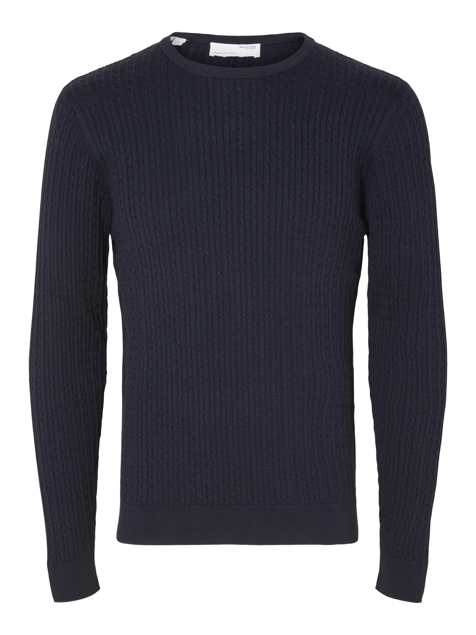 SELECTED HOMME Rundhalspullover »SLHBERG CABLE CREW NECK NOOS«