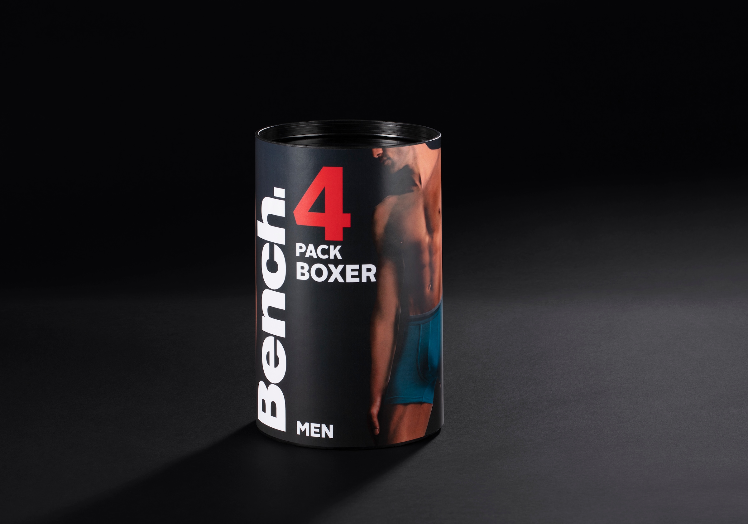 Bench. Boxer, (Packung, mit Bein Logodruck | BAUR dem 4 kleinem auf St.), der in kaufen Dose