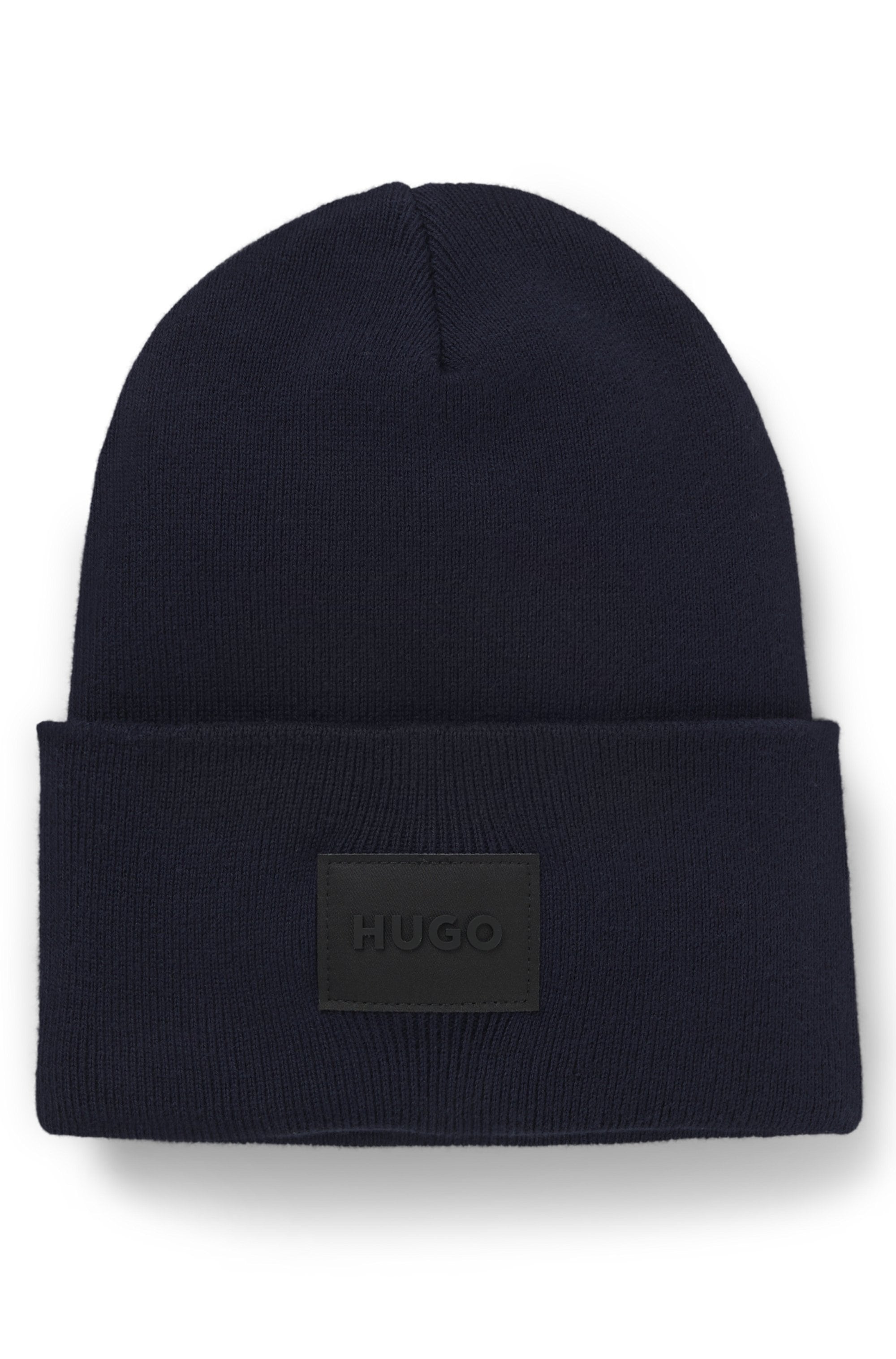 HUGO Strickmütze "Xevon" mit Label-Aufnäher, unisex