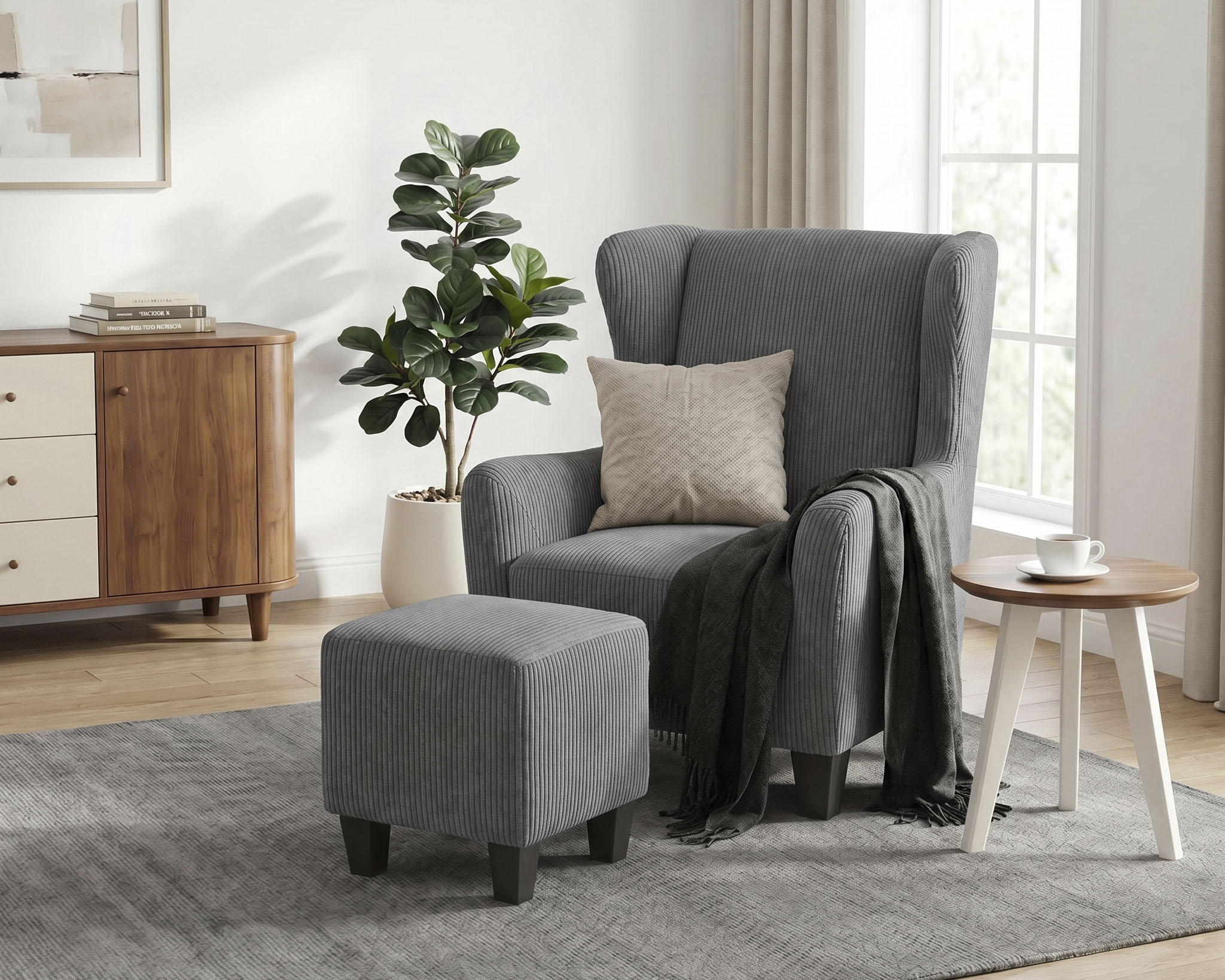 OTTO home Ohrensessel "CHILLY, Cord-Bezug, Sessel mit Hocker" Set, bestehend aus Sessel und Hocker, 2 Stk. tlg. Unser Dauertiefpreis