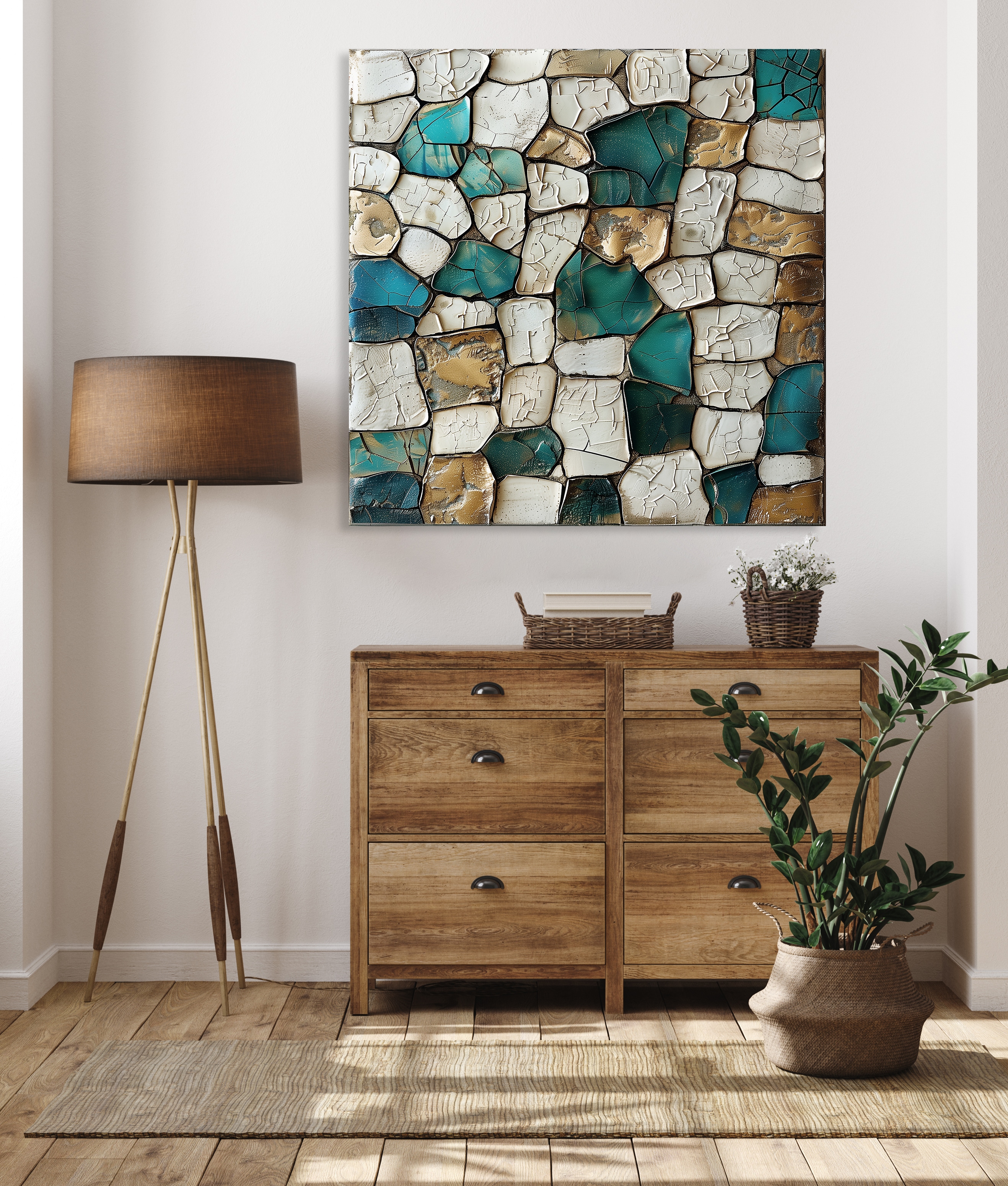queence Acrylglasbild "Mosaik" Abstrakt Abstrakte Formen Gemälde Kunst 1 Stk. tlg. Fine Art-Print in Galeriequalität