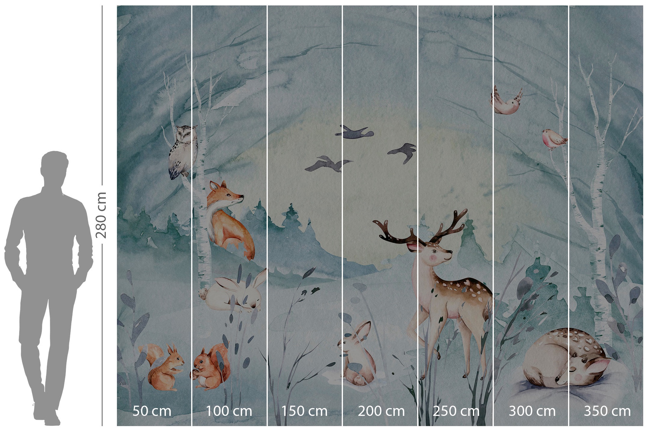 Komar Vliestapete »Digitaldruck Vlies -  Animal Sleepover - Größe 350 x 280 cm« bedruckt glatt Kinderzimmer