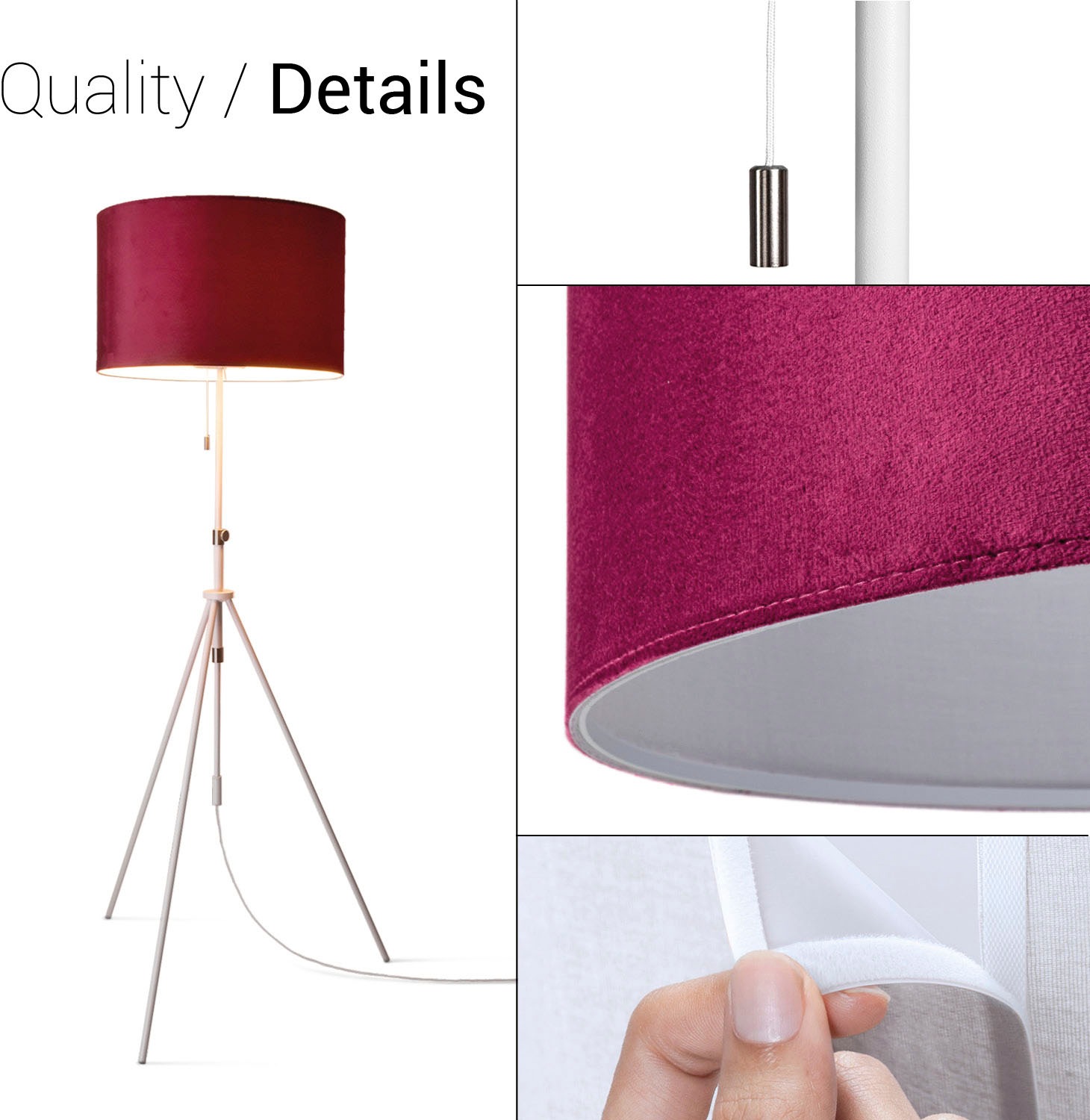 Paco Home Stehlampe »Naomi uni Color«, Leuchtmittel E27 | ohne Leuchtmittel, Wohnzimmer Höhenverstellbar 121,5 bis 176,5 cm Zugschalter Velour