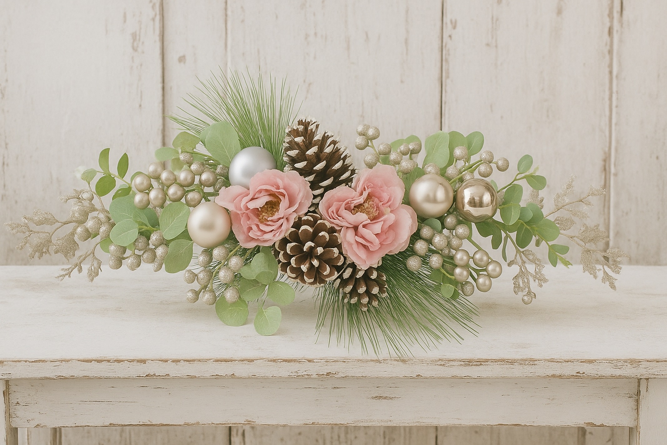 I.GE.A. Kunstblume "Tischgesteck Päonie" Aufleger Eukalyptus, Zapfen, Tisch günstig online kaufen