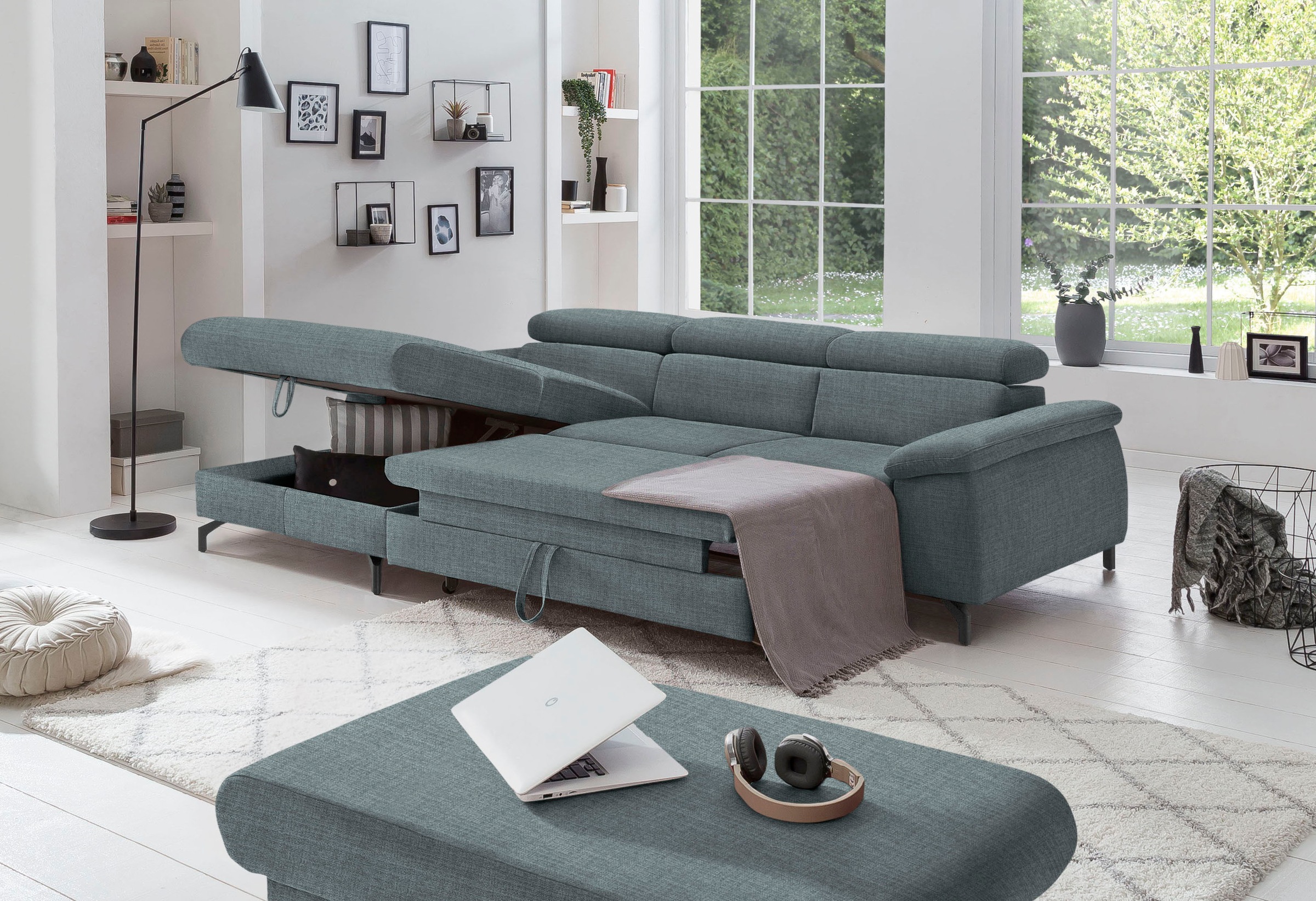 COTTA Ecksofa »Kitty L-Form«, mit Kopfteilverstellung, wahlweise mit Bettfunktion & Bettkasten