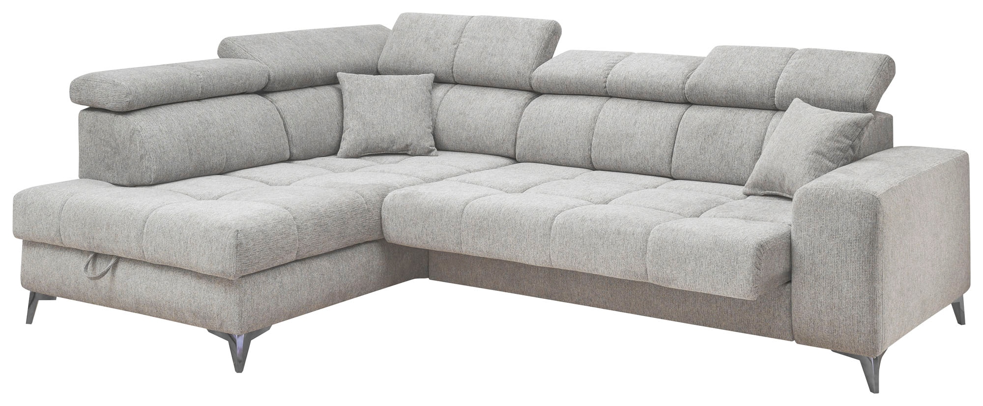 ED EXCITING DESIGN Ecksofa »Sydney L-Form mit Bettfunktion, Bettkasten, Kopfteilverstellung«, motorischer Sitztiefenverstellung, USB-Port & 2 Zierkissen