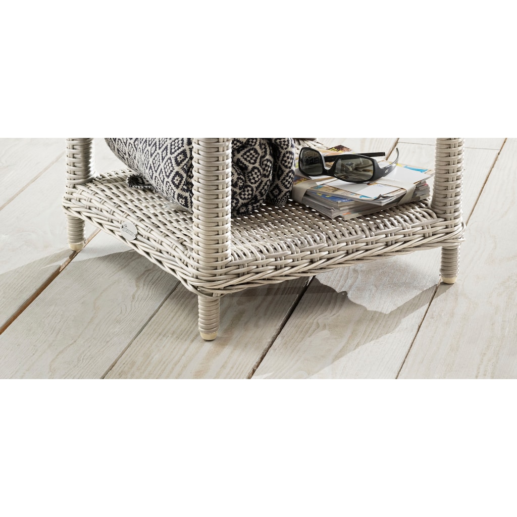 Destiny Beistelltisch »MERANO«, Polyrattan, 46x47x50cm, mit aufgelegter Glasplatte